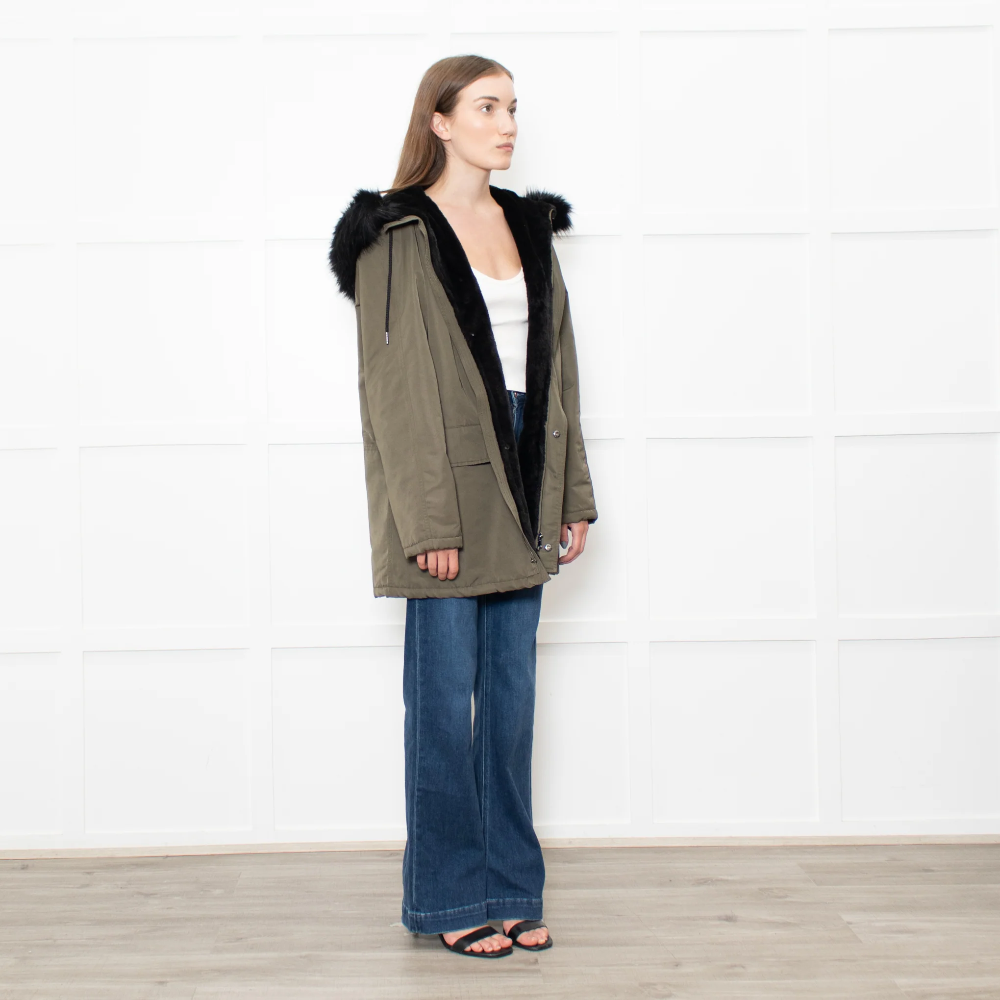 Velvet By Graham & Spencer Khaki Faux Fur Short Coat - Image 7