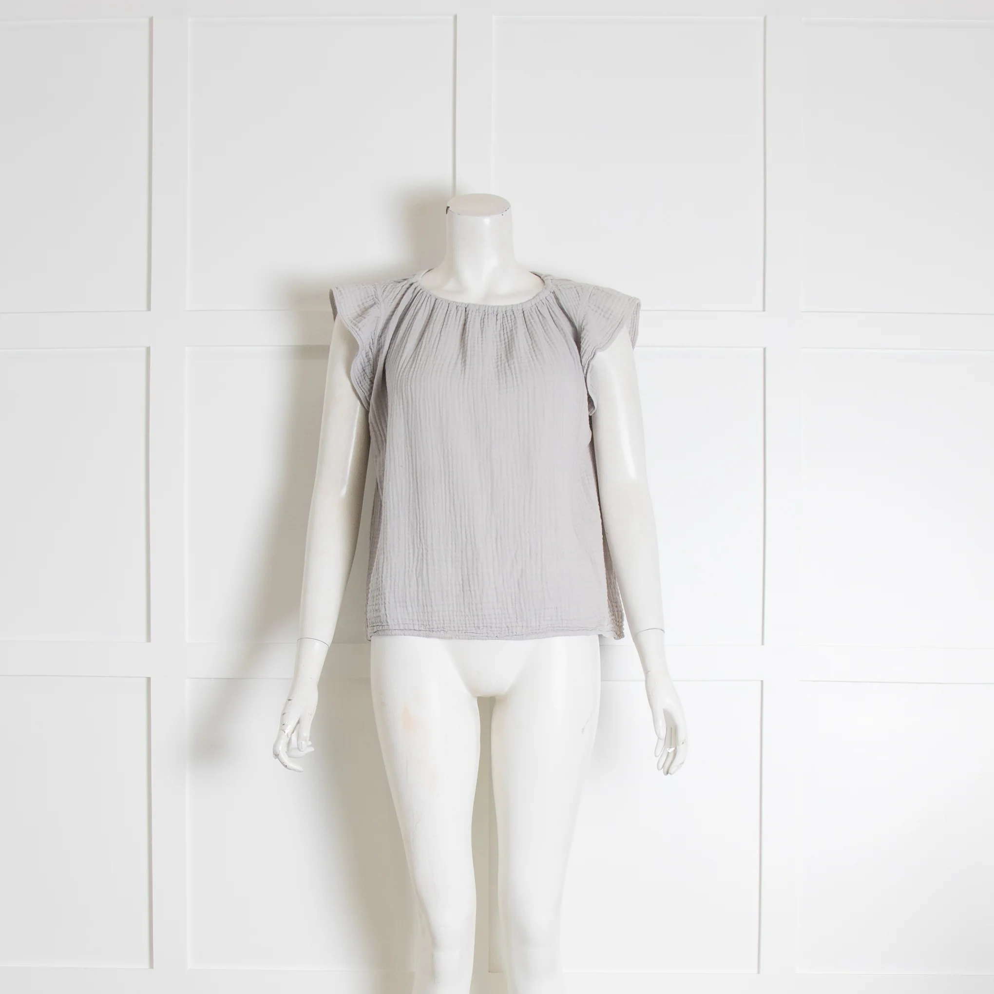 Velvet Grey Short Cap Sleeve Crinkle Top