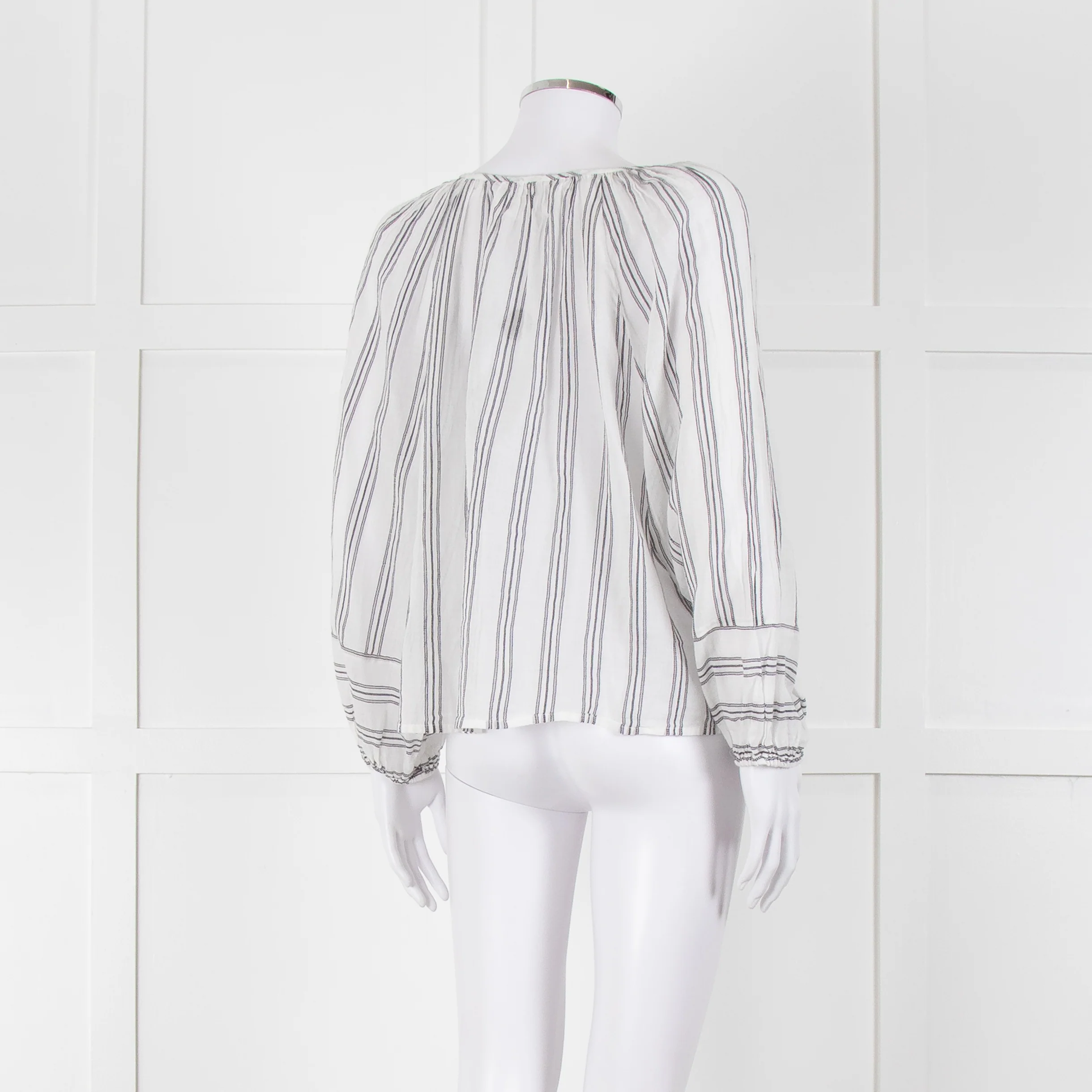 Velvet White Kaftan Top With Black Stripes - Image 4