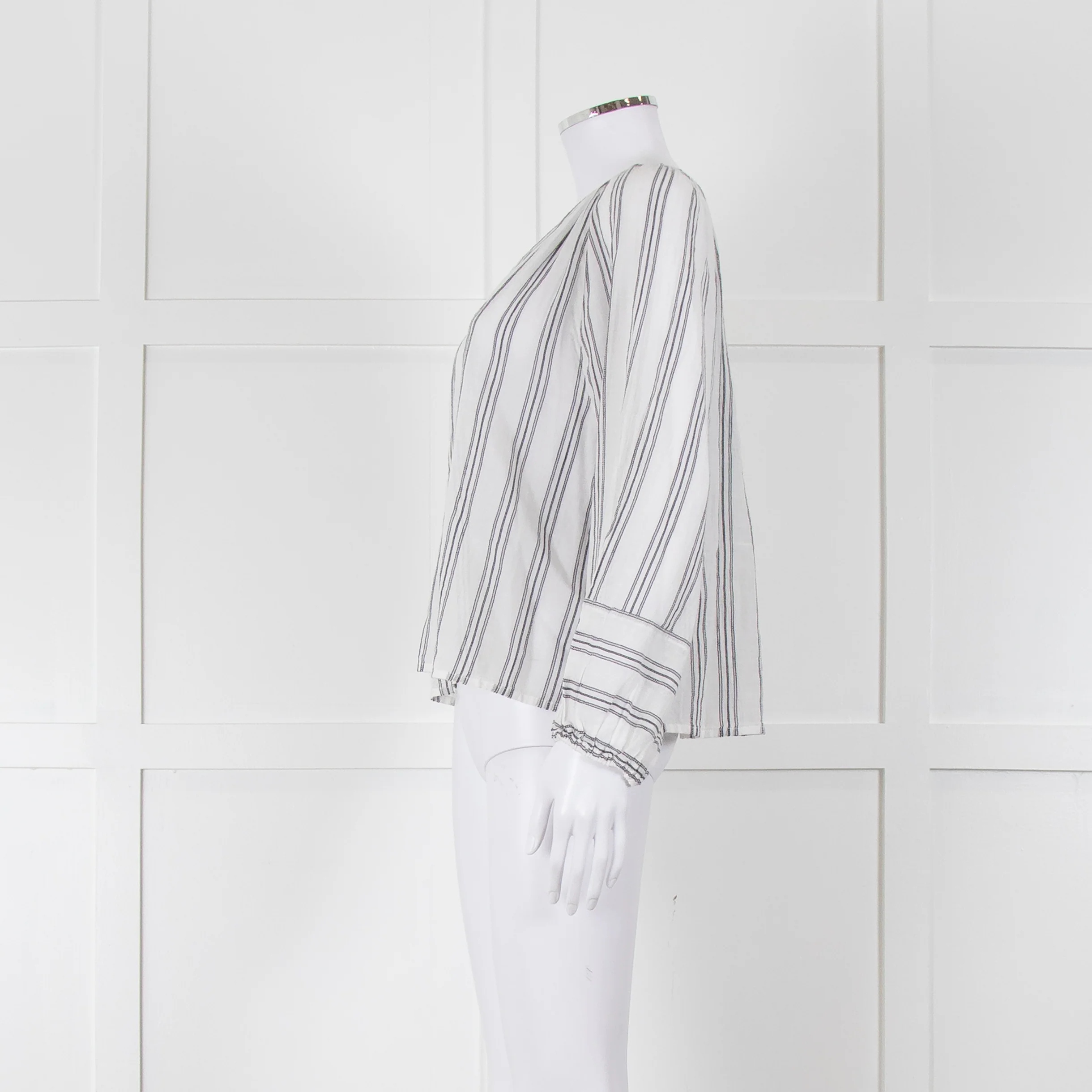 Velvet White Kaftan Top With Black Stripes - Image 7
