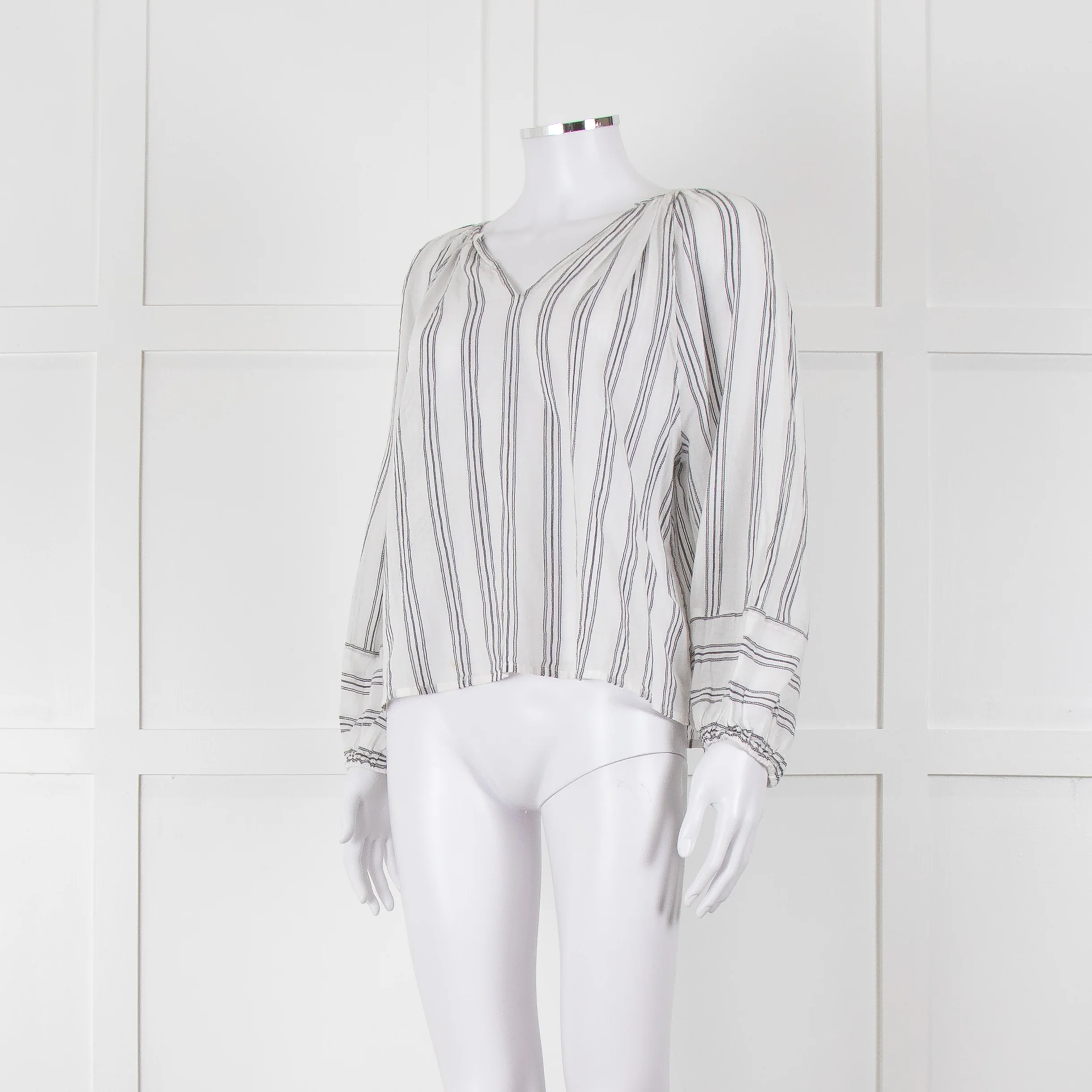 Velvet White Kaftan Top With Black Stripes - Image 8