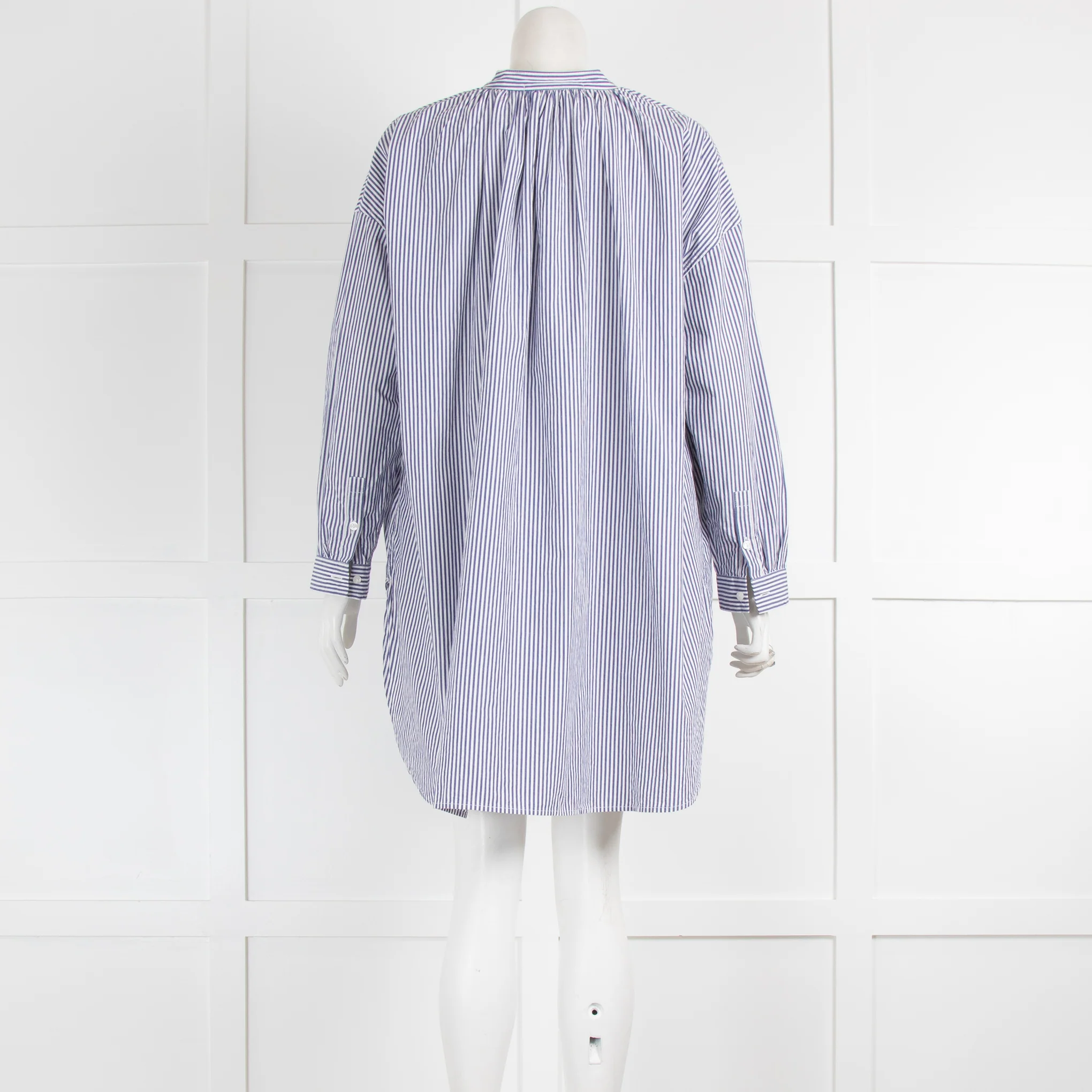 Veritecoeur White Blue Striped Oversized Shirt Top - Image 3