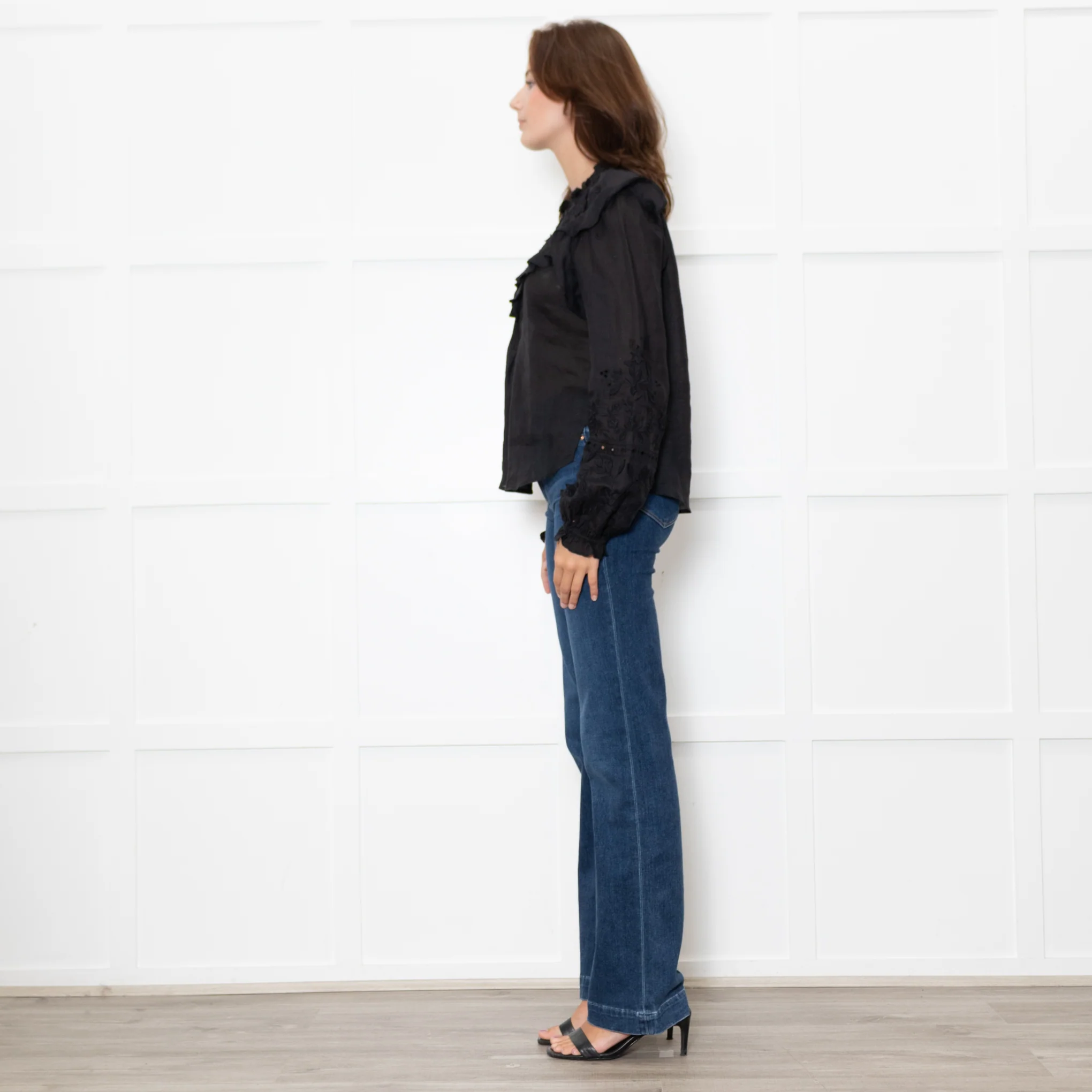 Veronica Beard Black Applique Ramie Blouse - Image 4