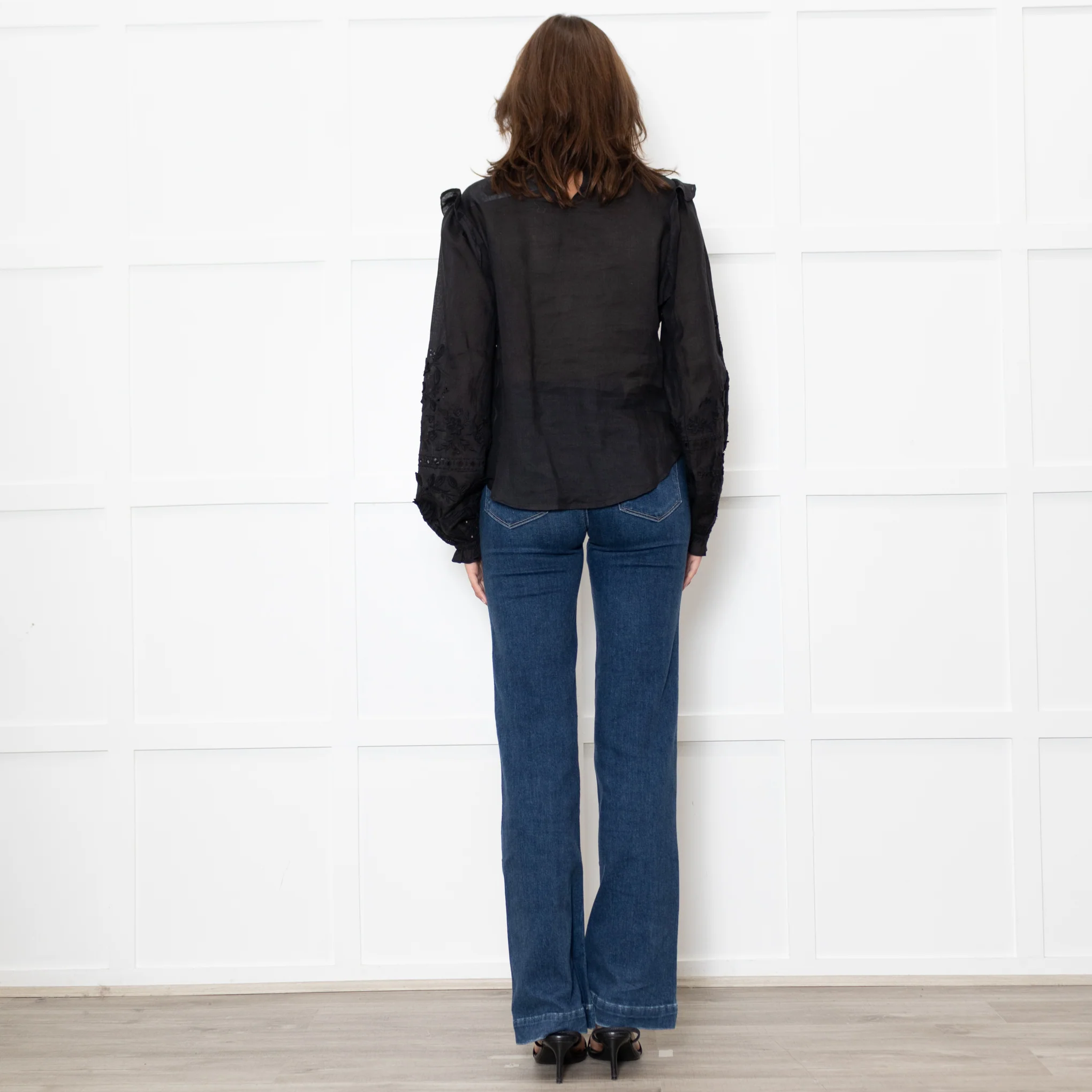 Veronica Beard Black Applique Ramie Blouse - Image 5