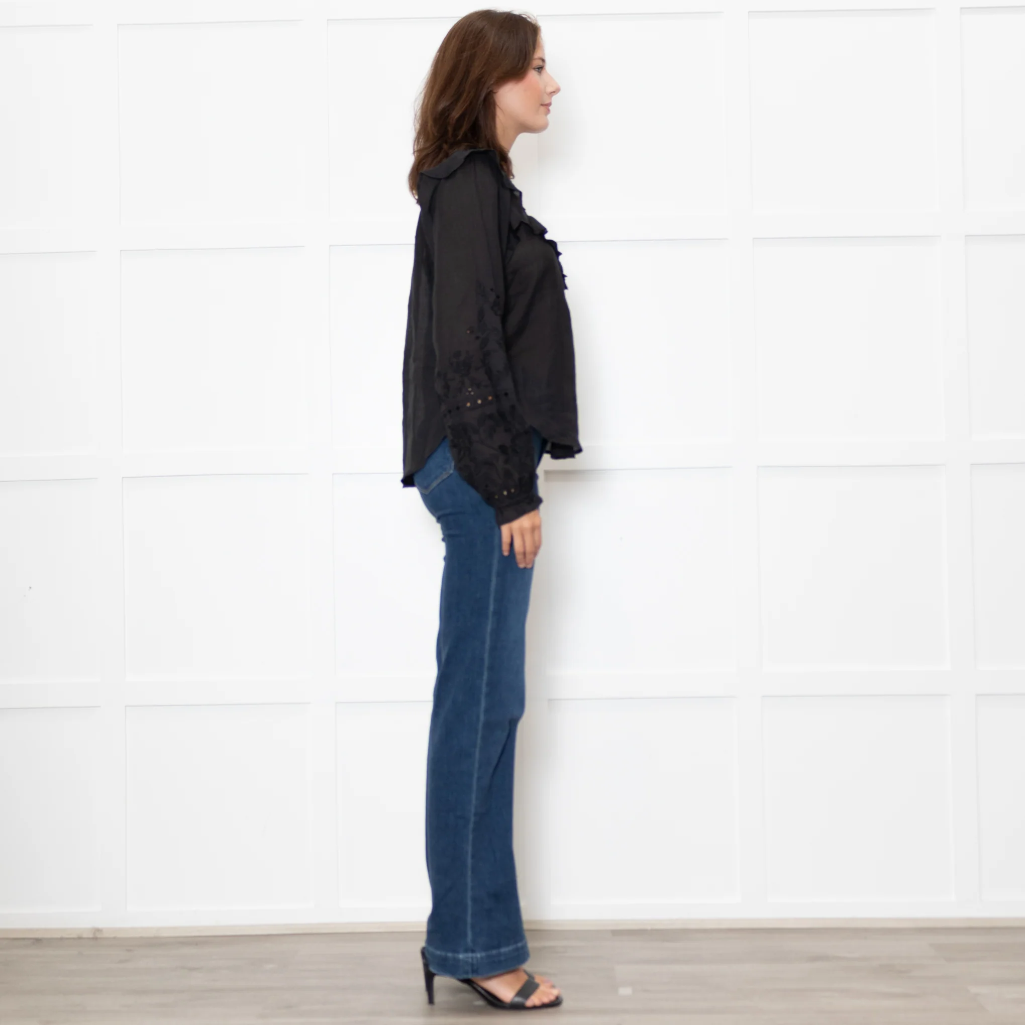 Veronica Beard Black Applique Ramie Blouse - Image 6