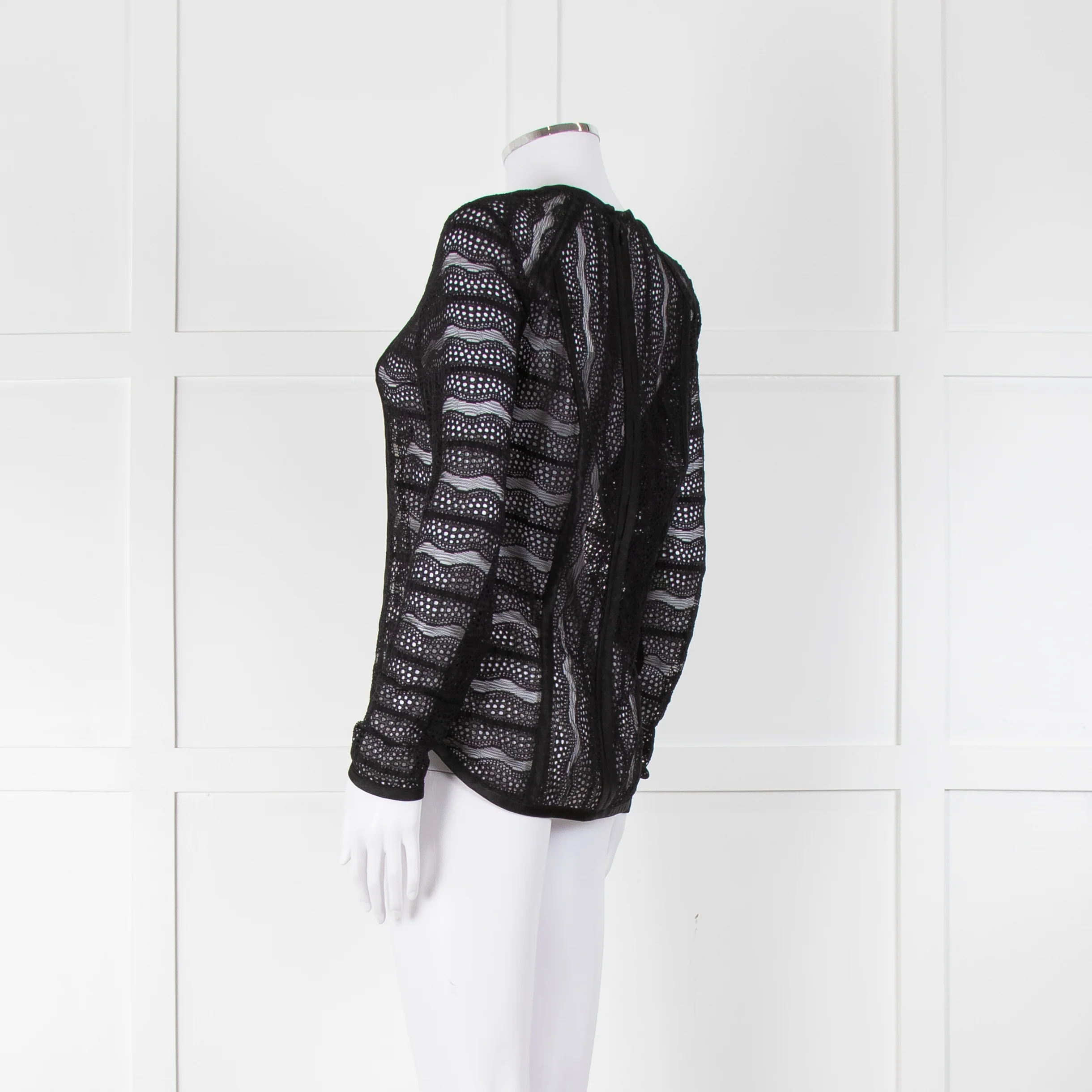 Veronica Beard Black Lace Ribbon Detail Top - Image 6