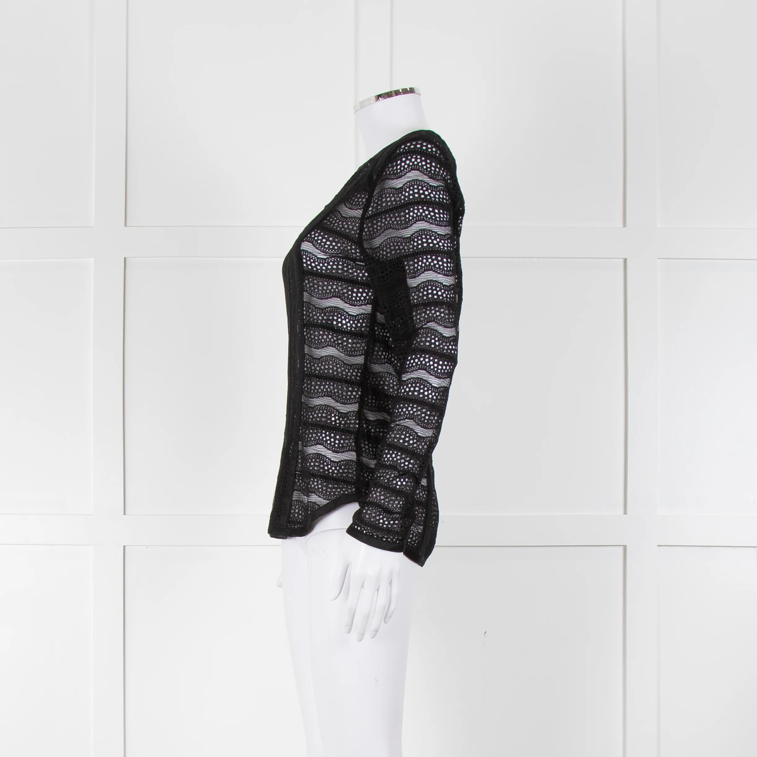 Veronica Beard Black Lace Ribbon Detail Top - Image 7