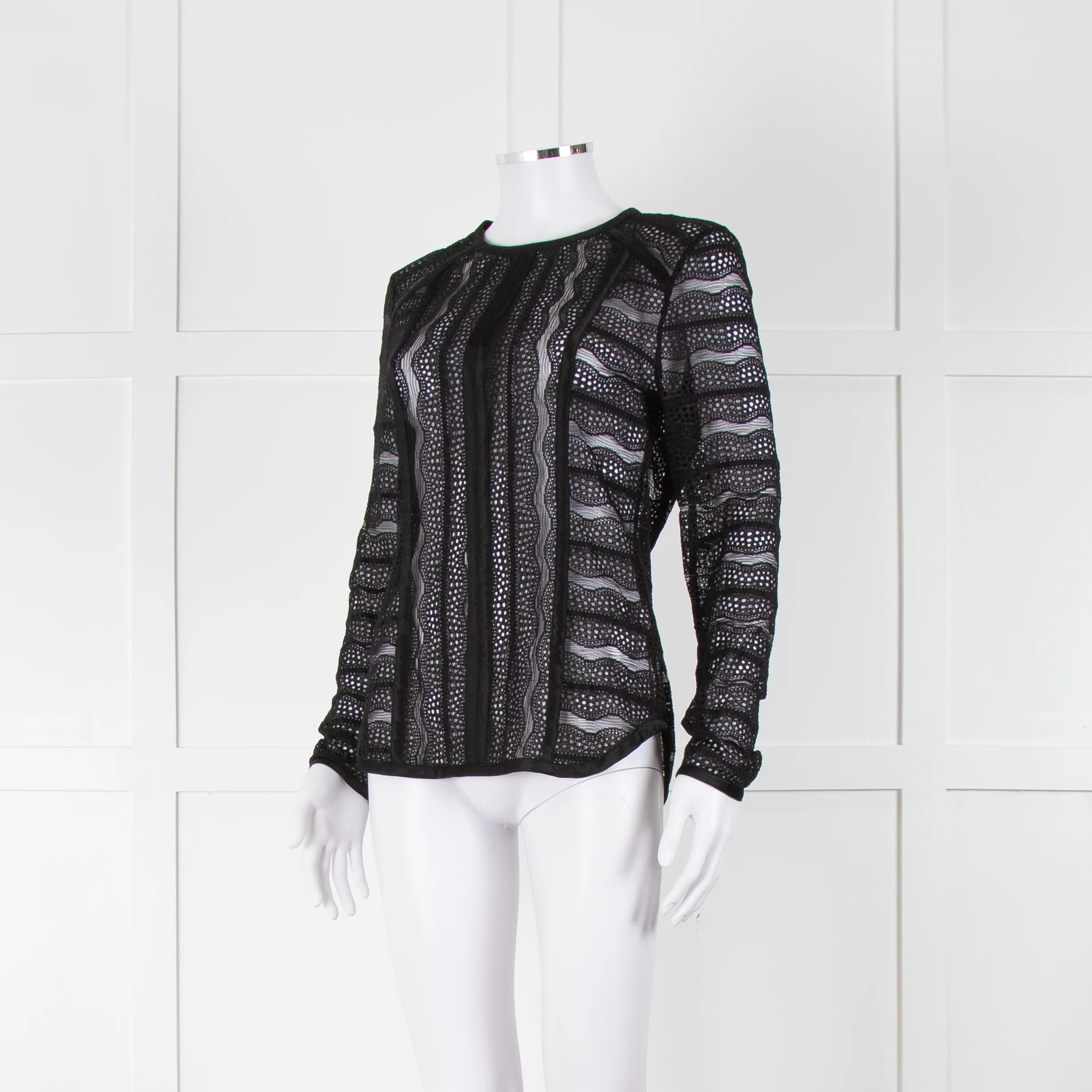 Veronica Beard Black Lace Ribbon Detail Top - Image 8