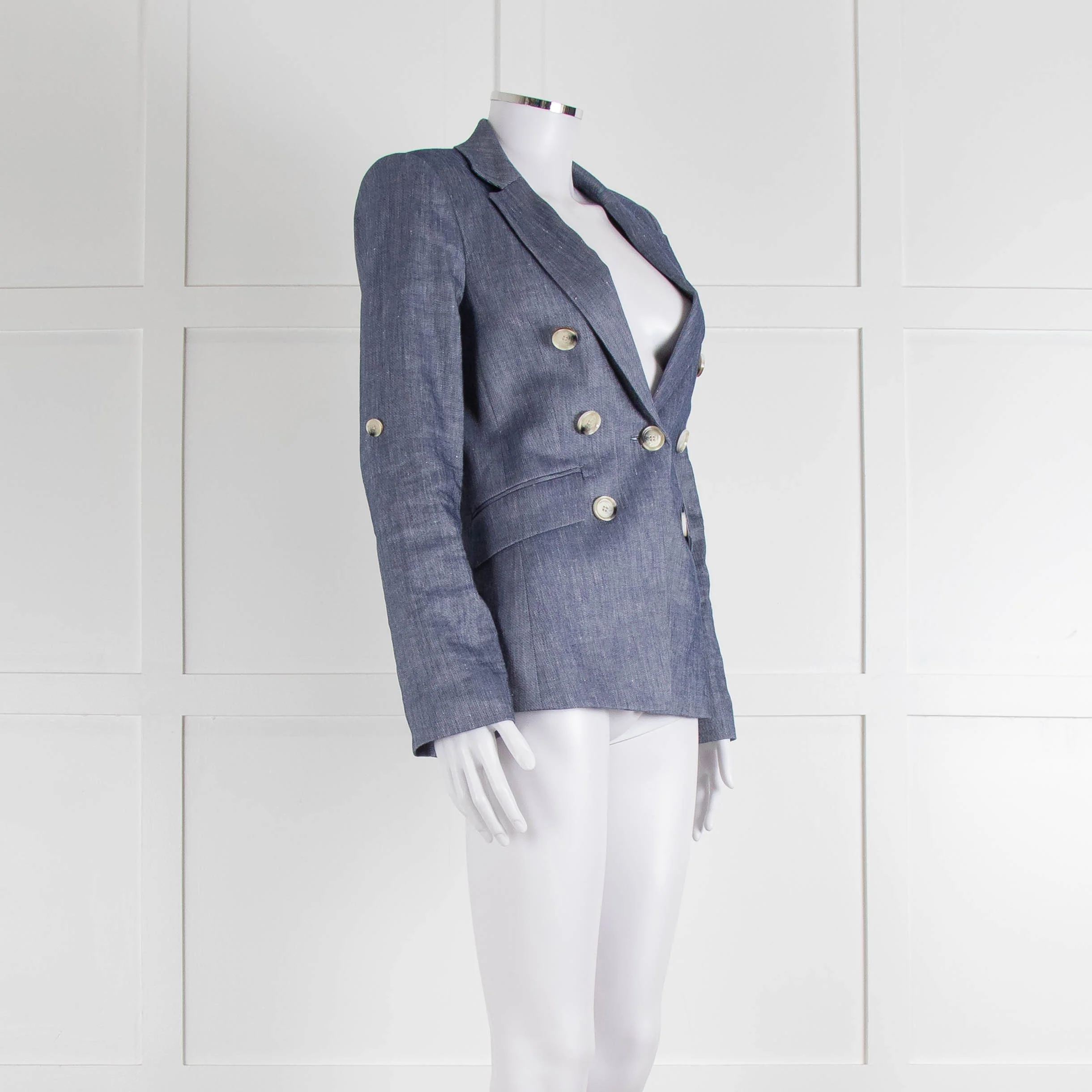 Veronica Beard Blue Linen Blend Blazer Jacket - Image 2