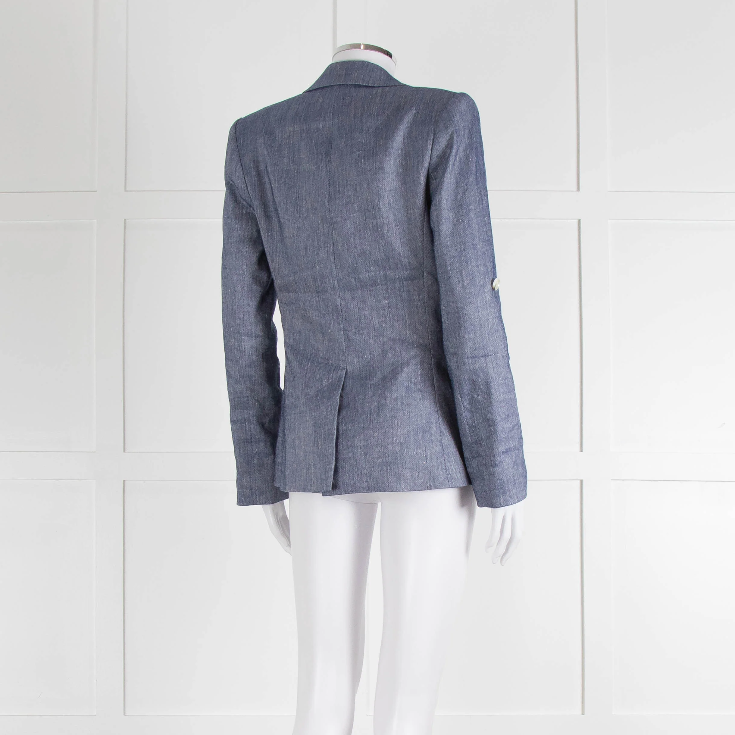 Veronica Beard Blue Linen Blend Blazer Jacket - Image 4