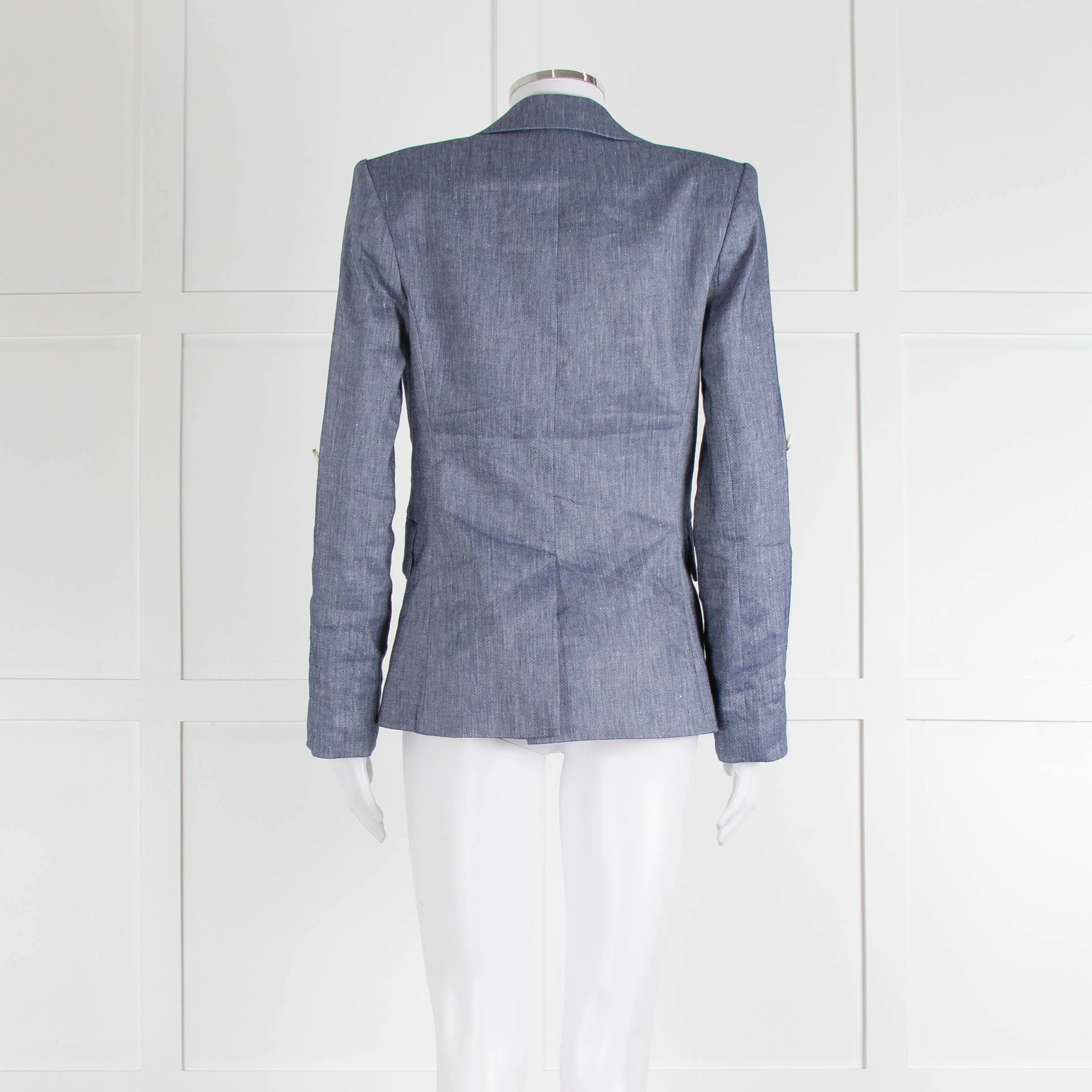 Veronica Beard Blue Linen Blend Blazer Jacket - Image 5
