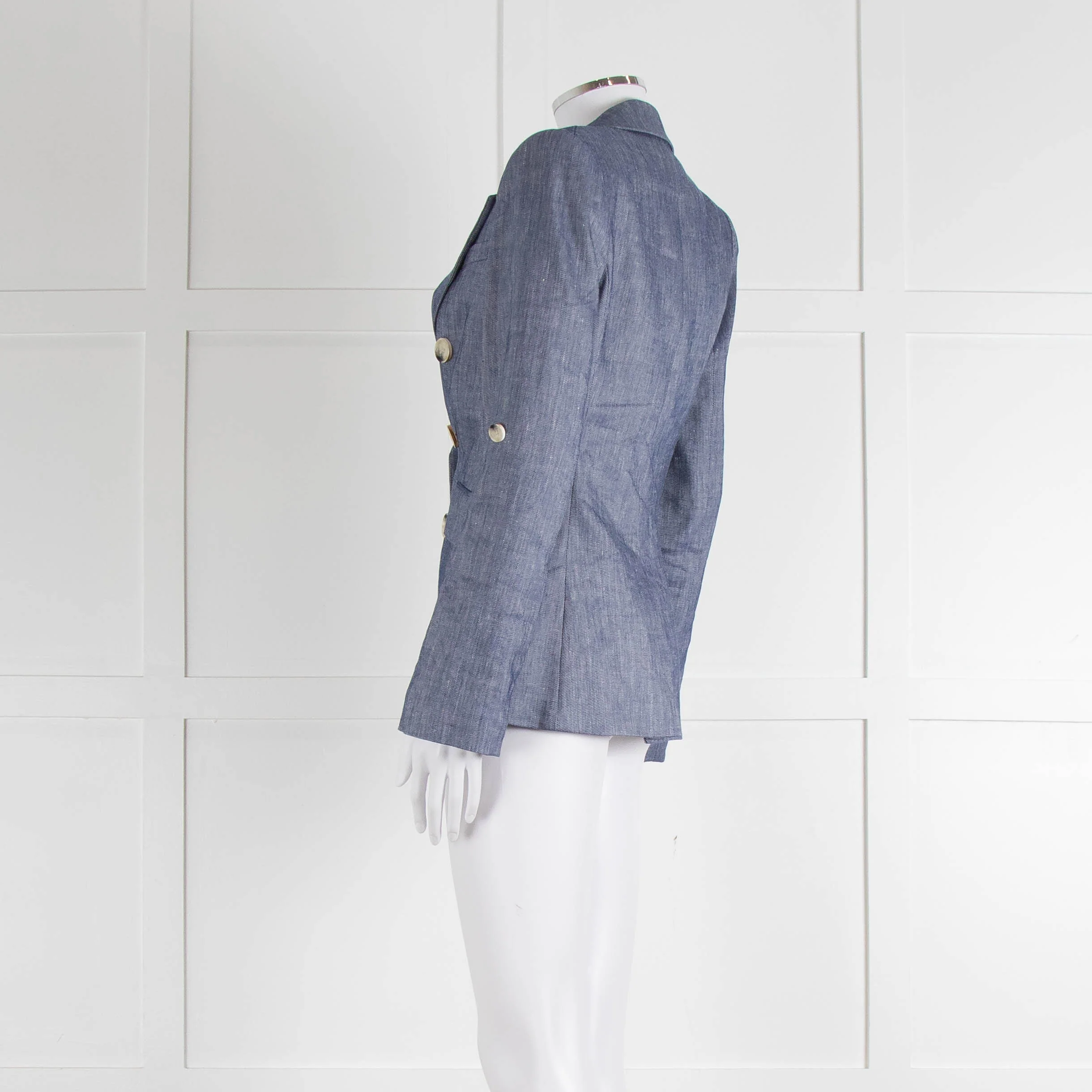 Veronica Beard Blue Linen Blend Blazer Jacket - Image 6