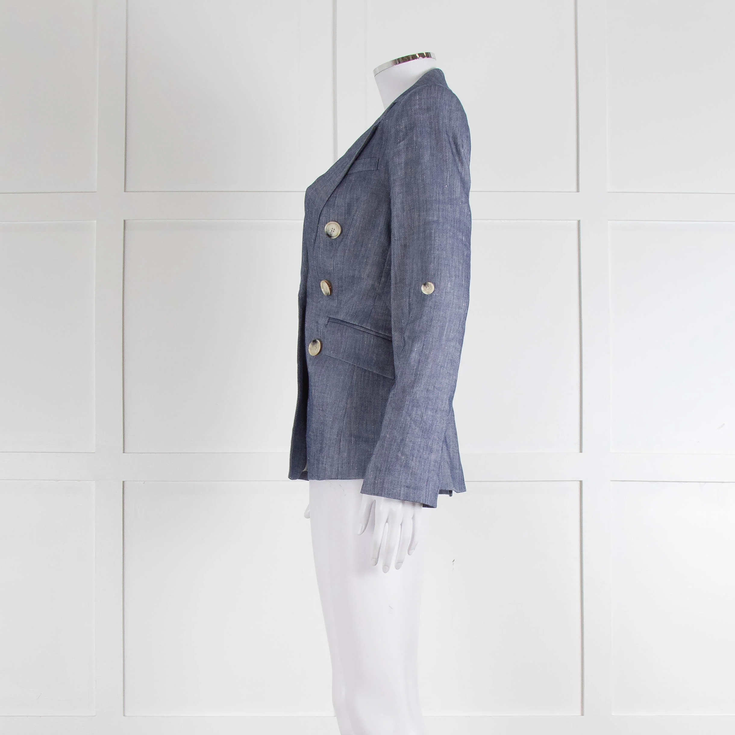 Veronica Beard Blue Linen Blend Blazer Jacket - Image 7