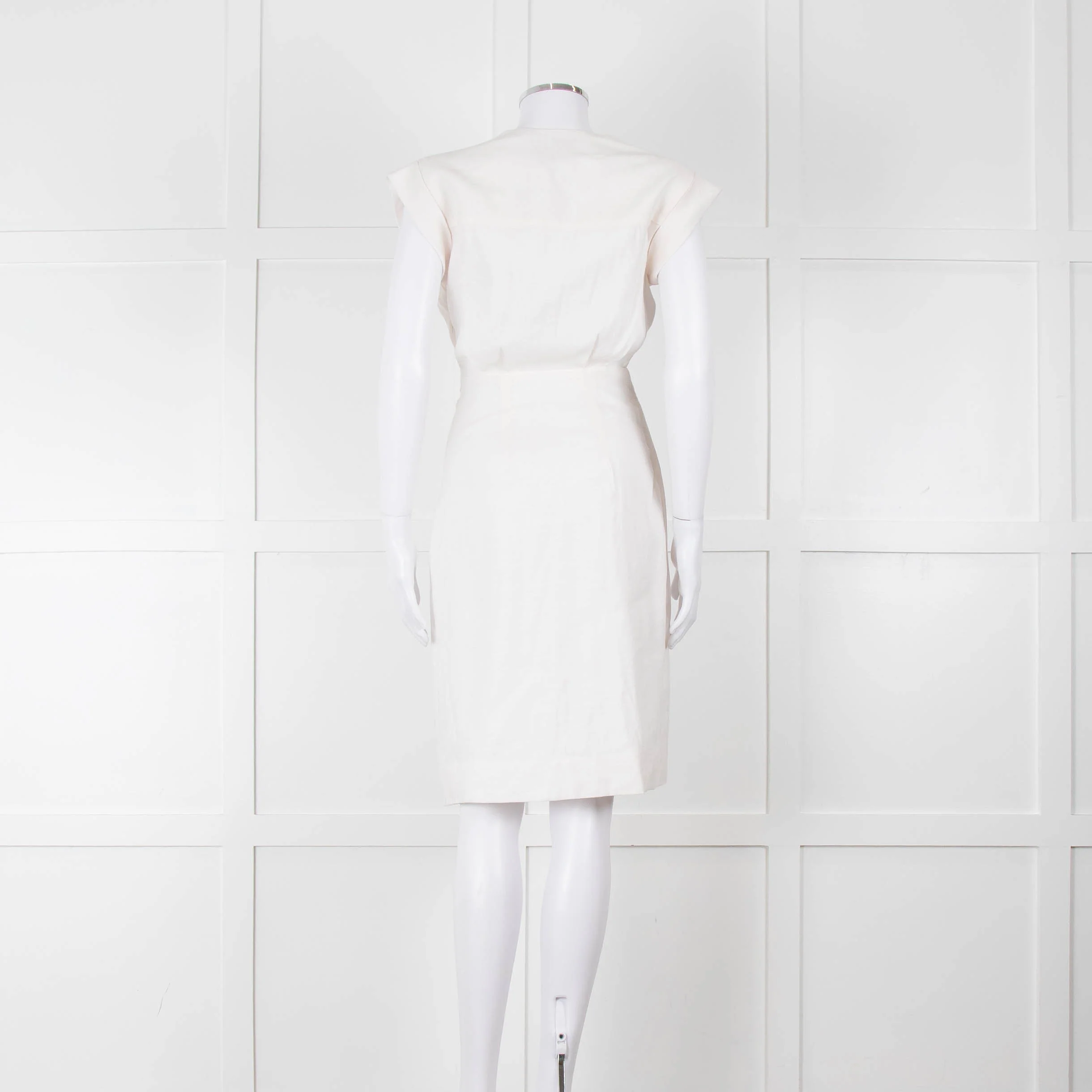Veronica Beard Cream Sleeveless Wrap Dress - Image 5