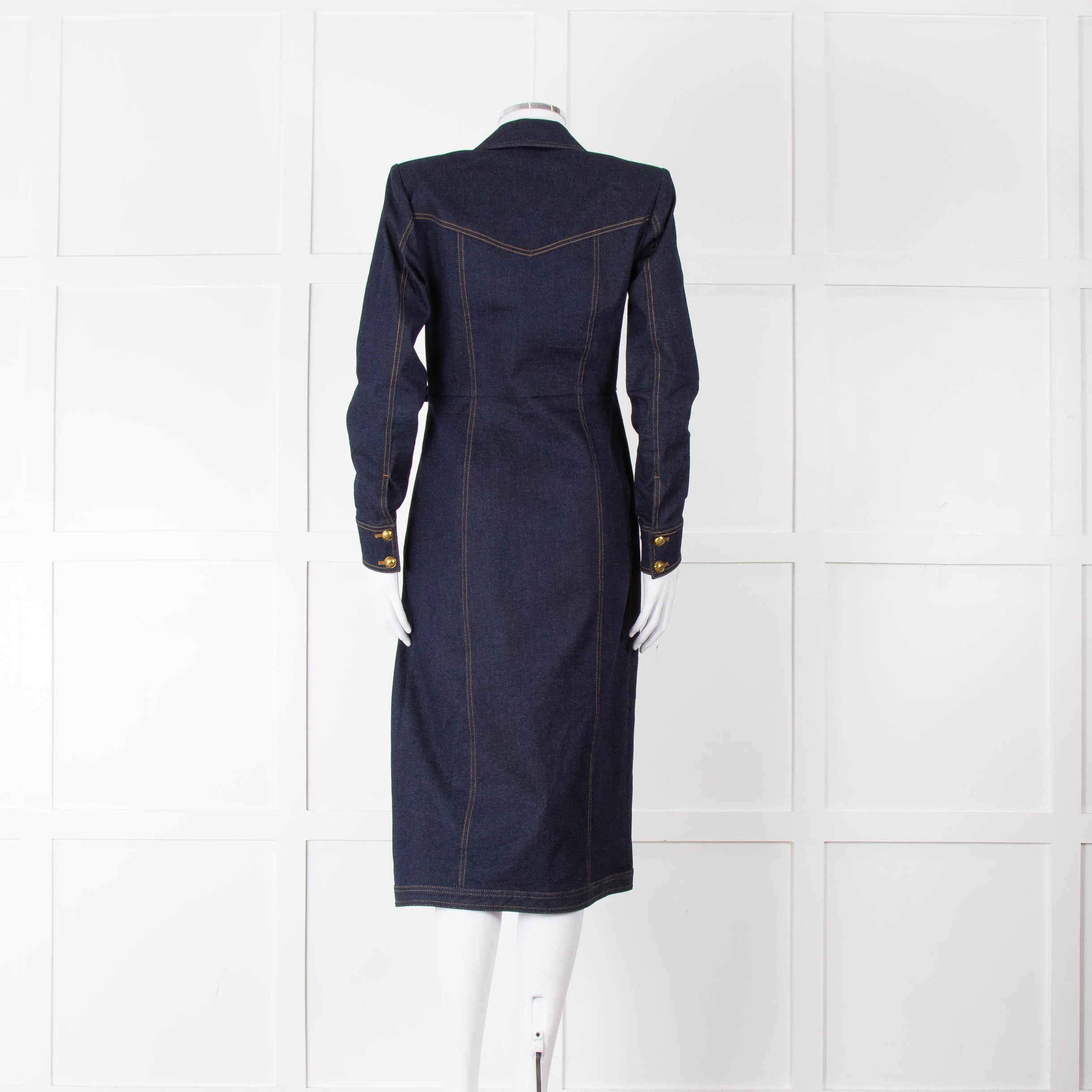 Veronica Beard Dark Denim Wrap Dress with Buckled Closure - Image 5
