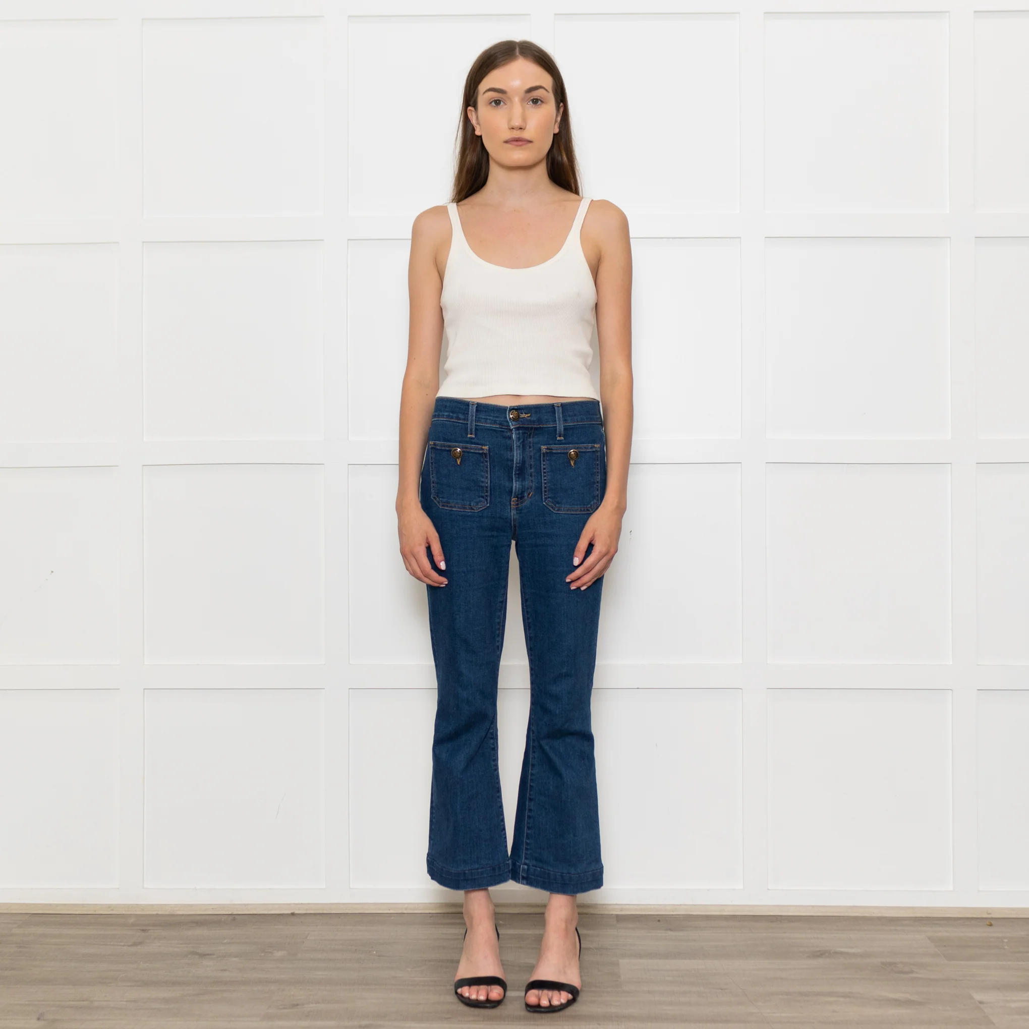Veronica Beard Jeans Blue Front Pocket Carson Flared Jeans