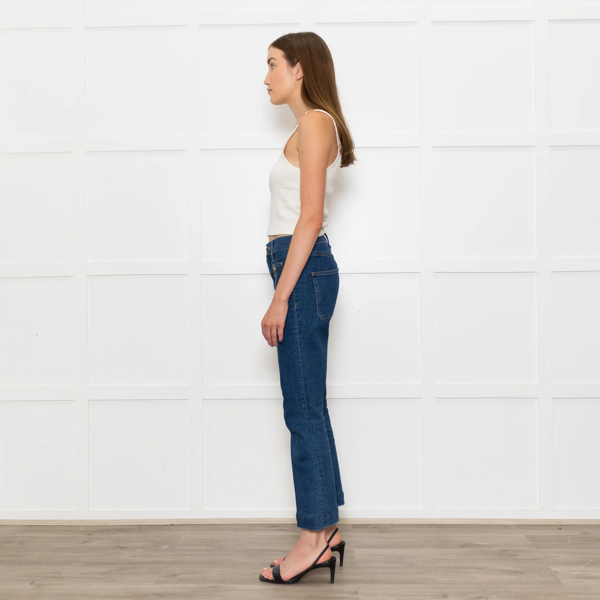 Veronica Beard Jeans Blue Front Pocket Carson Flared Jeans - Image 4