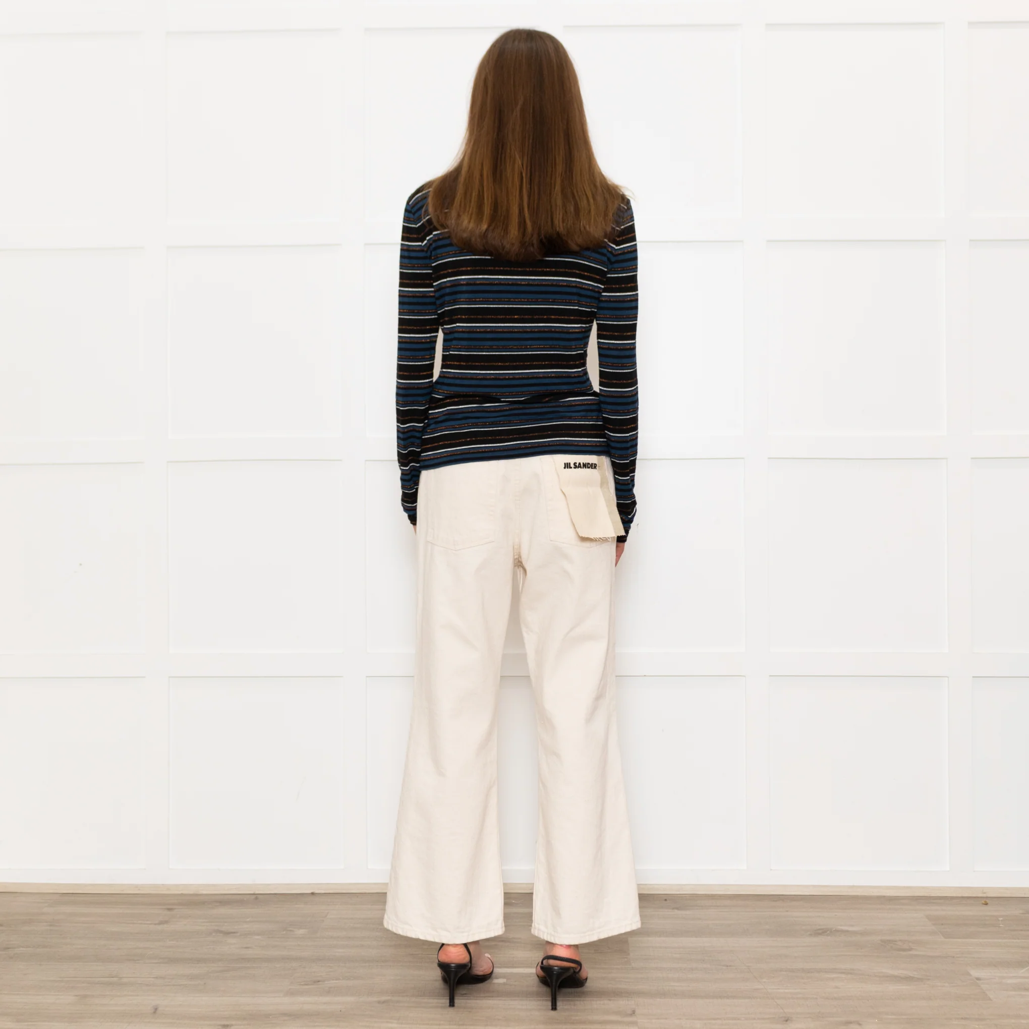 Veronica Beard Jeans Teal Black Striped Rollneck - Image 5