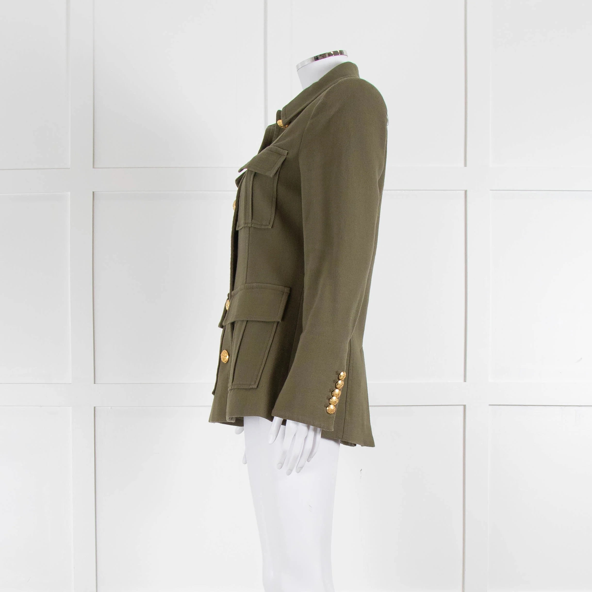 Veronica Beard Khaki Button Up Military Style Blazer - Image 7