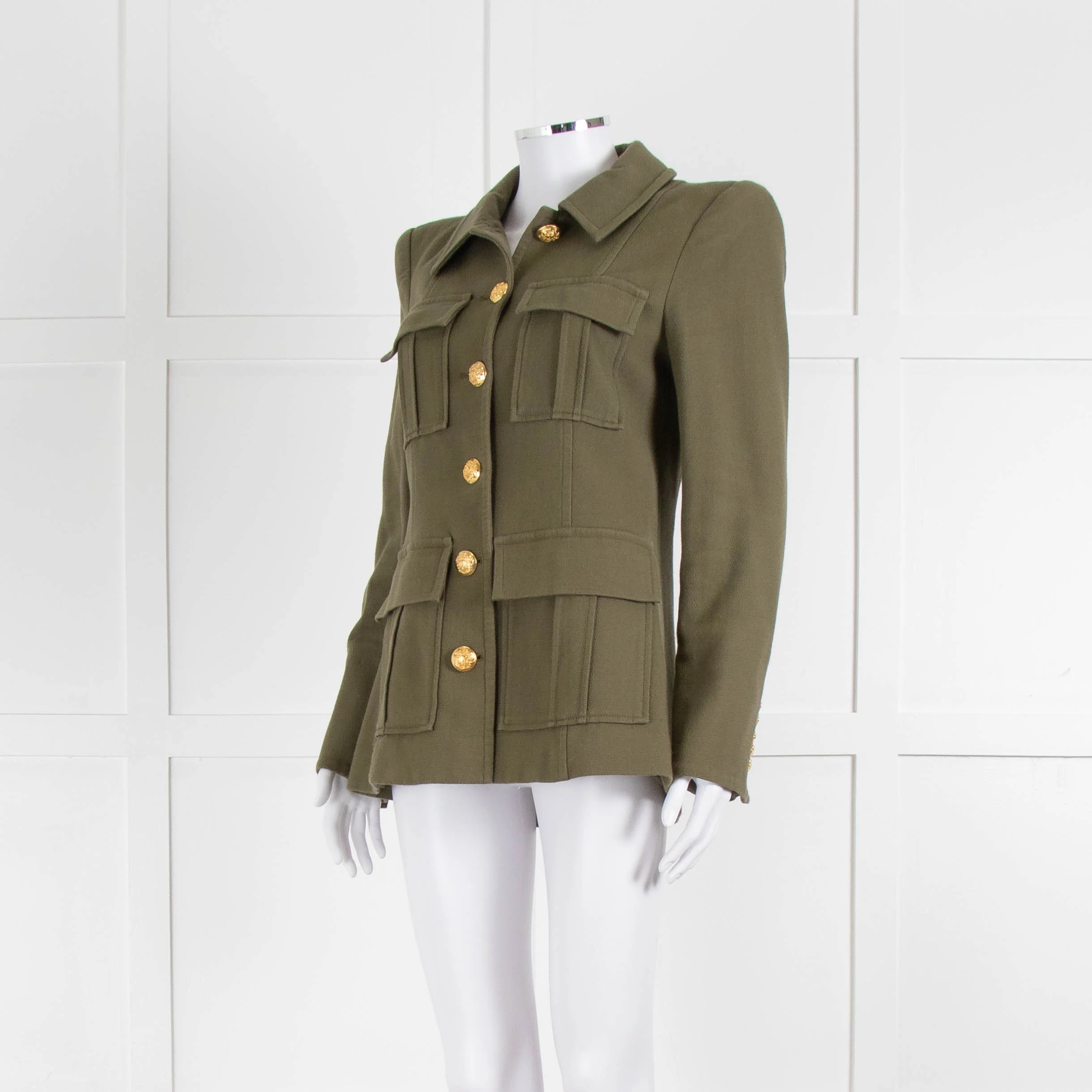 Veronica Beard Khaki Button Up Military Style Blazer - Image 8
