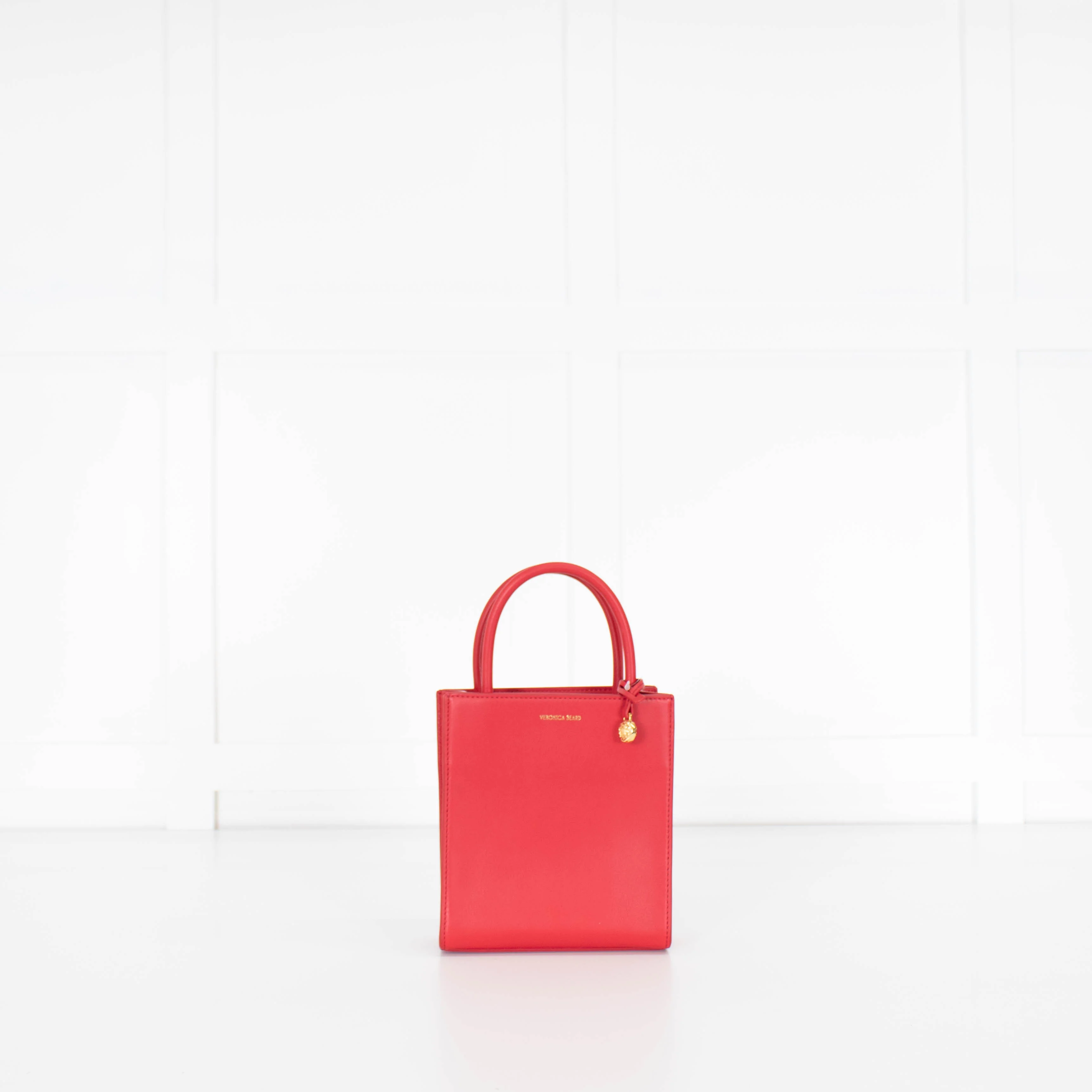 Veronica Beard Red Long Handle Small Shopper - Image 2