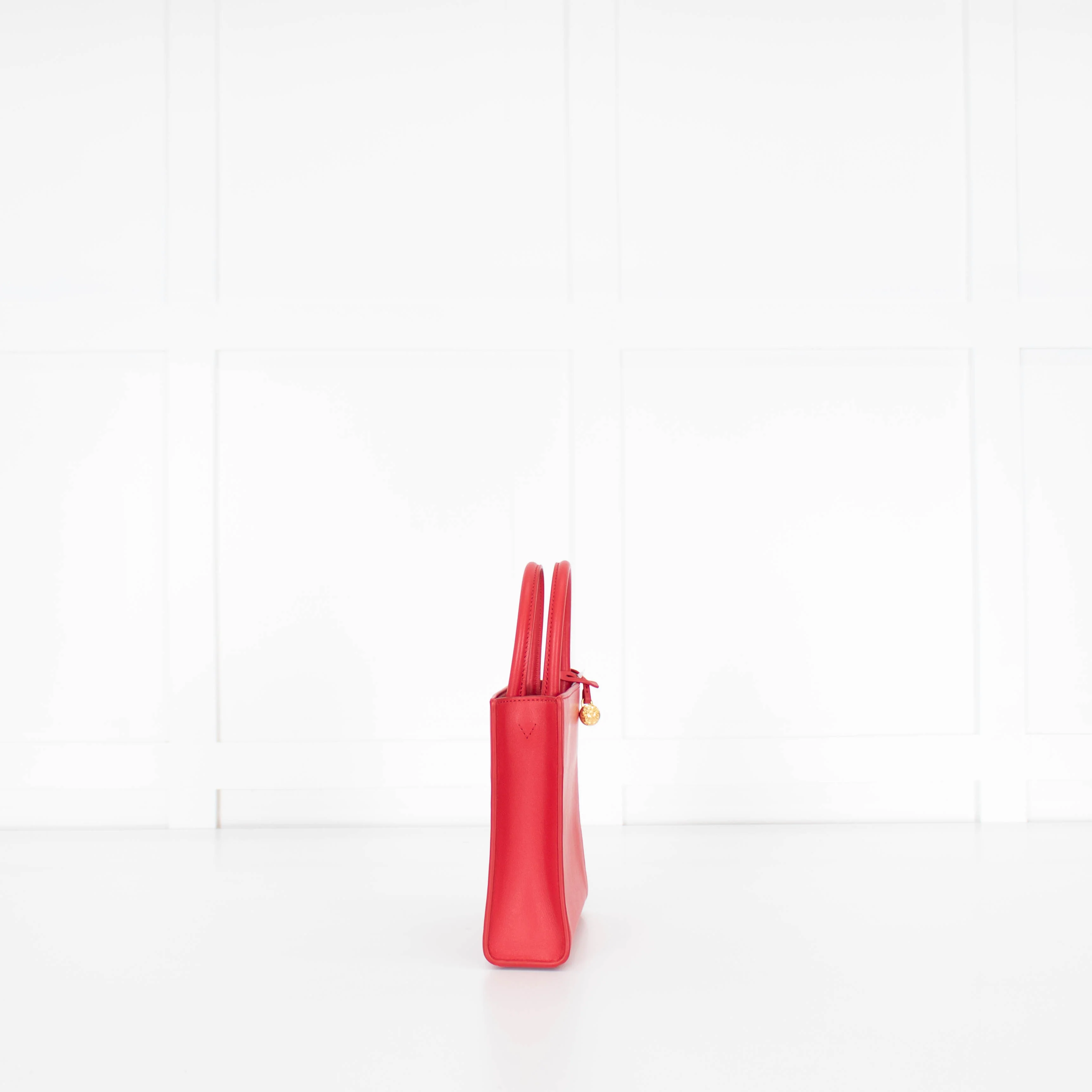 Veronica Beard Red Long Handle Small Shopper - Image 4