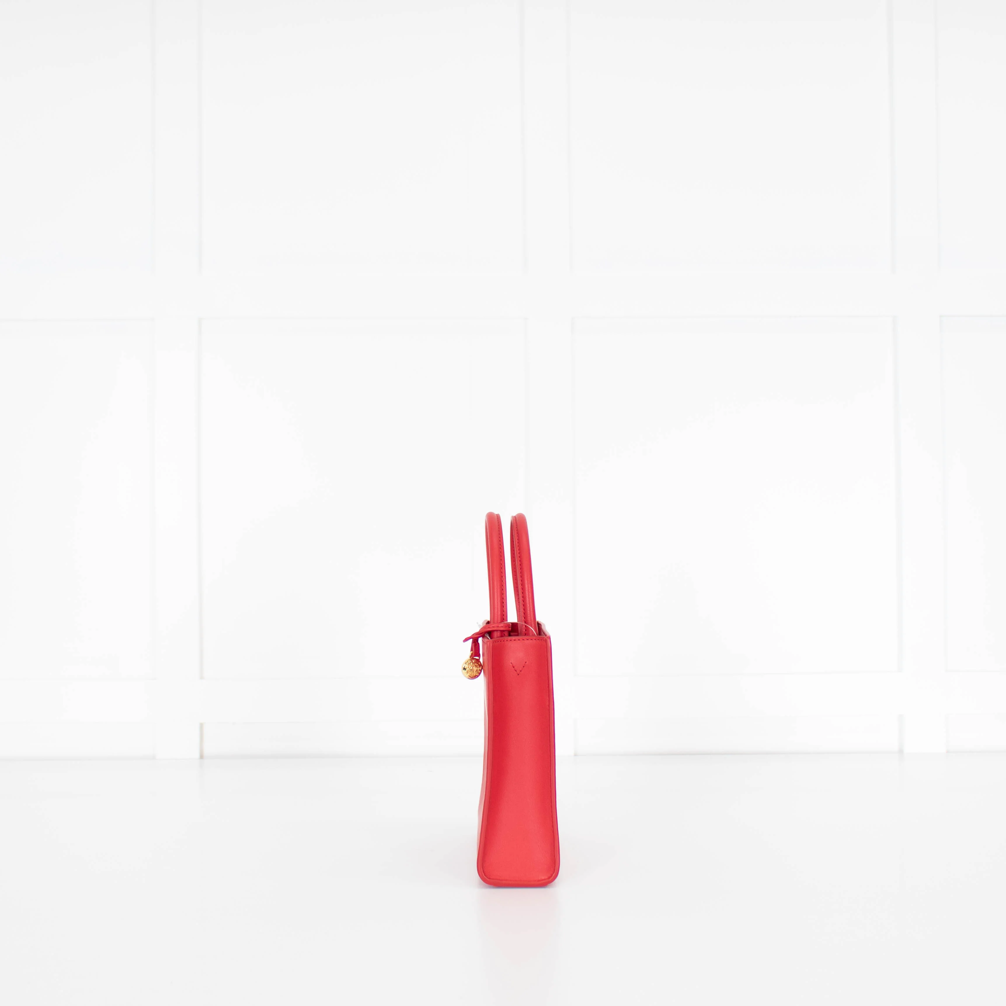 Veronica Beard Red Long Handle Small Shopper - Image 6