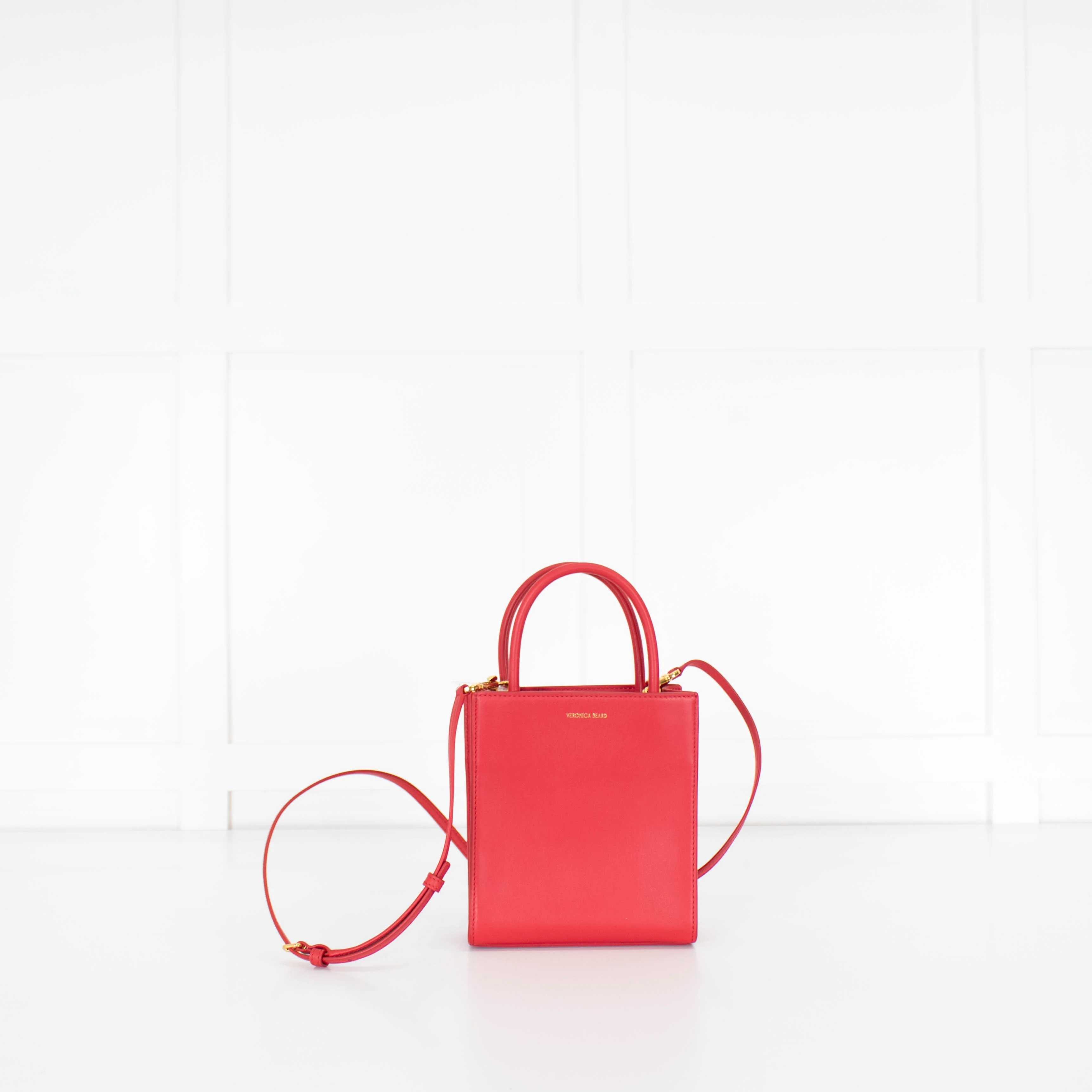 Veronica Beard Red Long Handle Small Shopper - Image 8