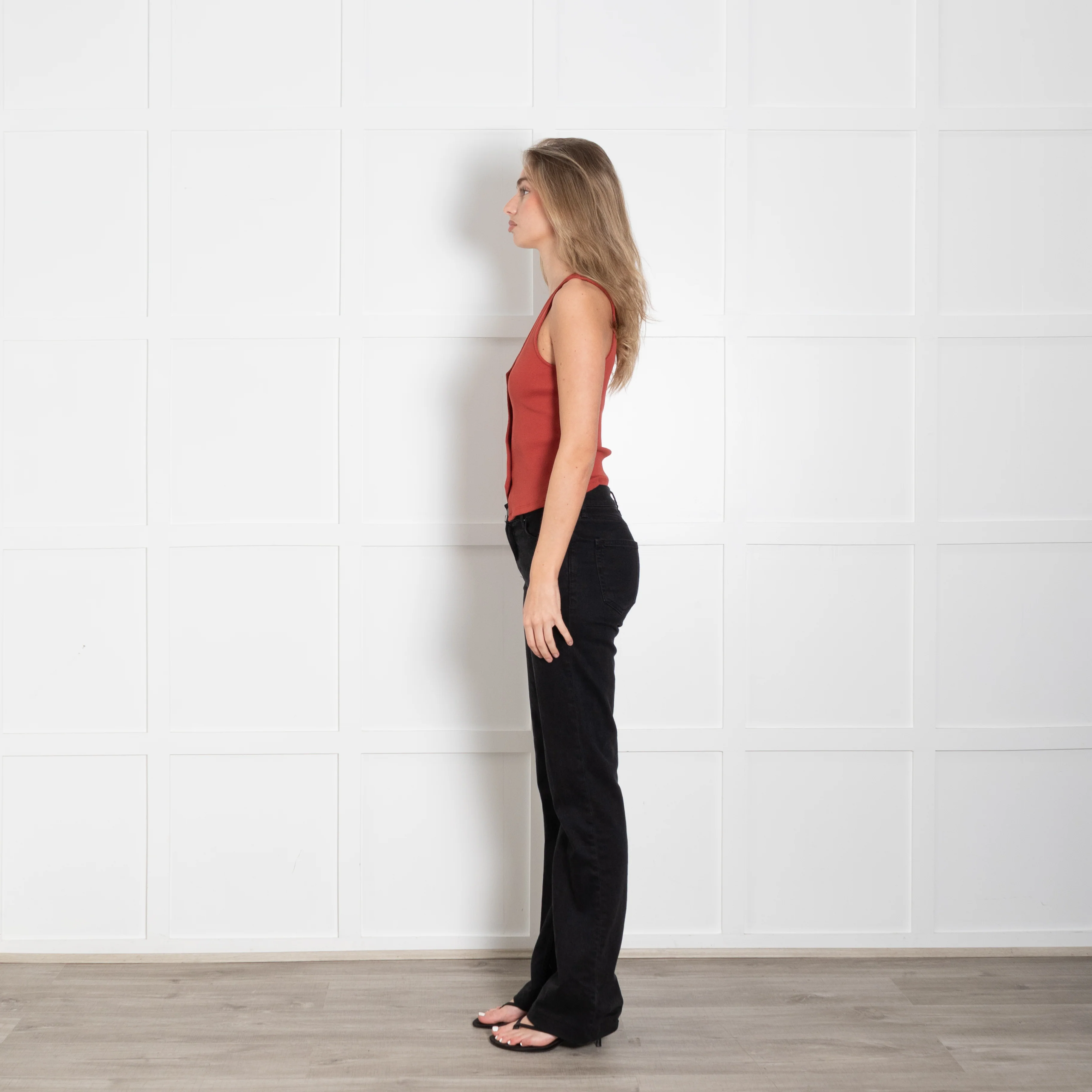 Veronica Beard Rust Ribbed Waistcoat - Image 4