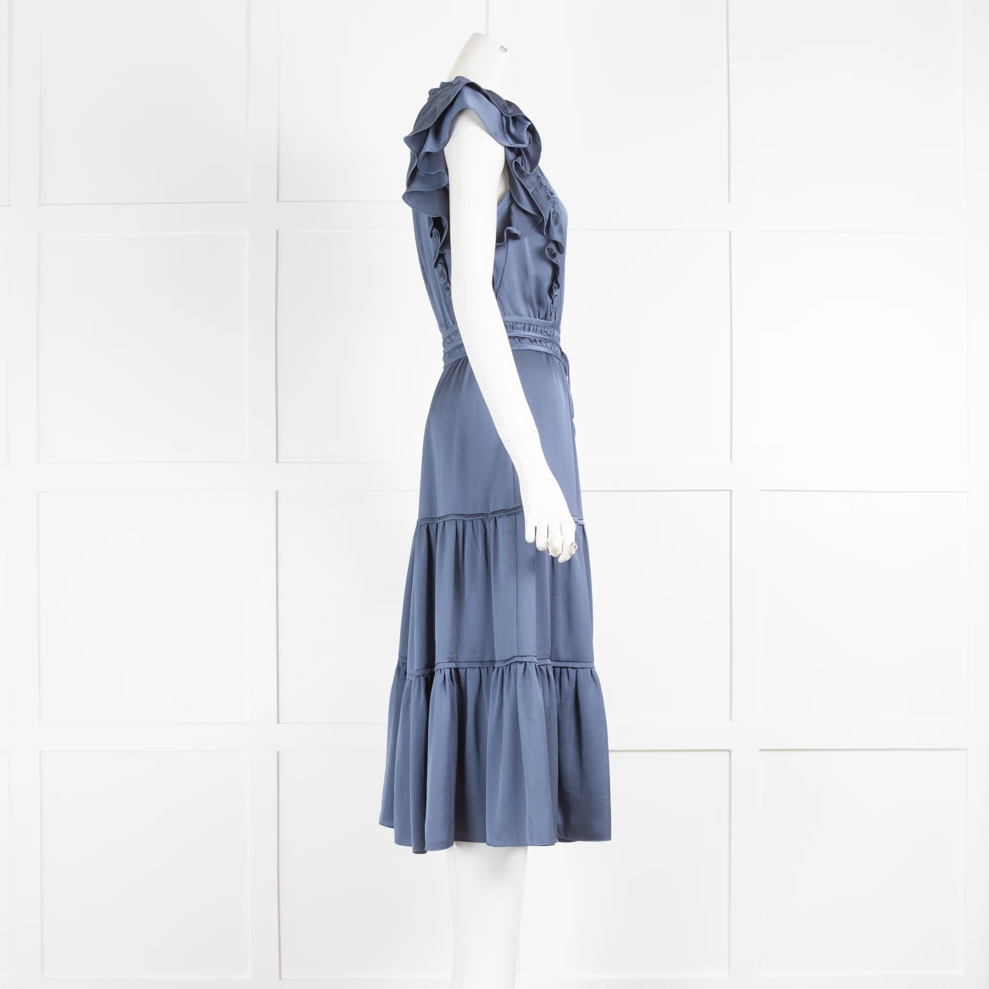 Veronica Beard Snover Blue Tiered Midi Dress - Image 2