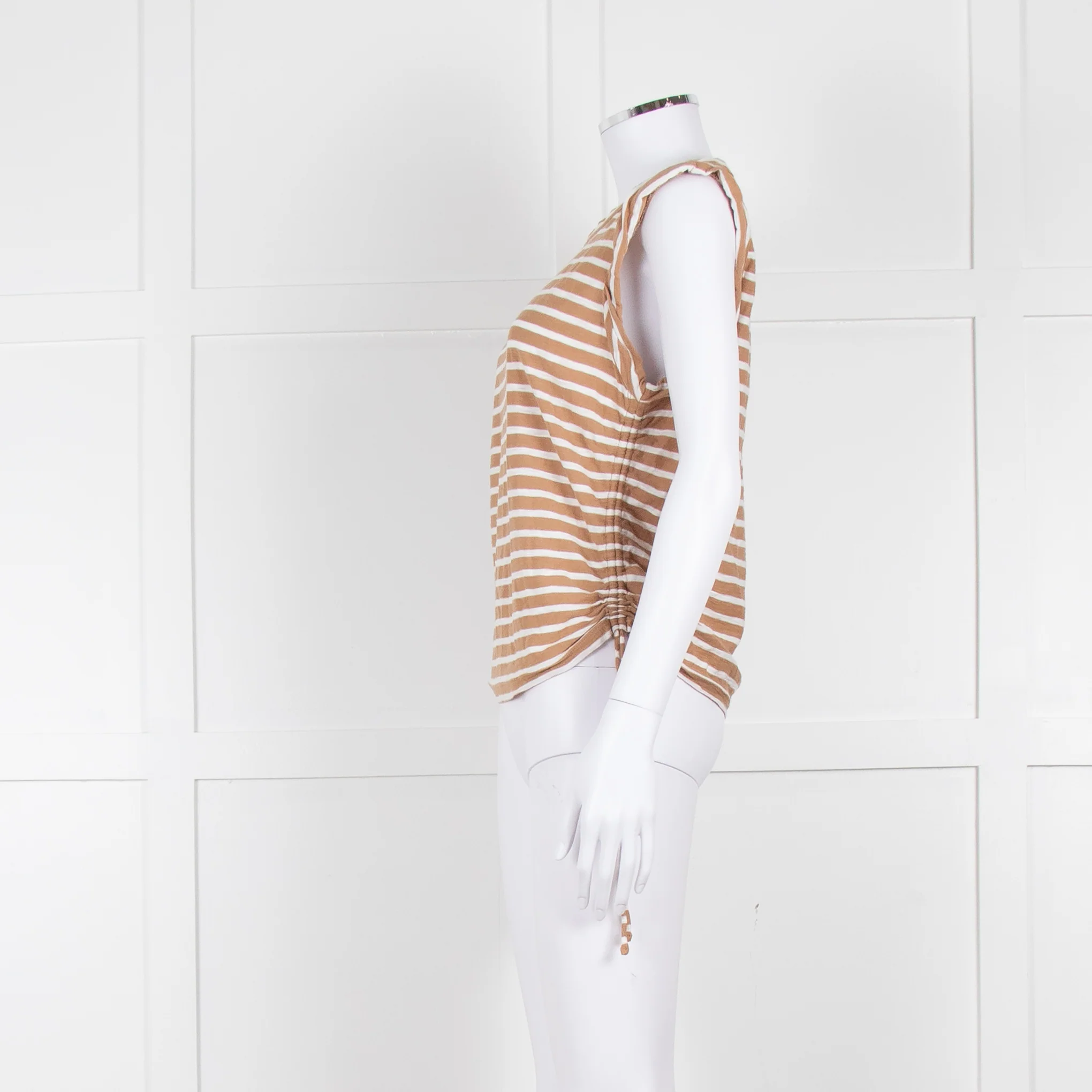 Veronica Beard White Brown Striped T Shirt - Image 7