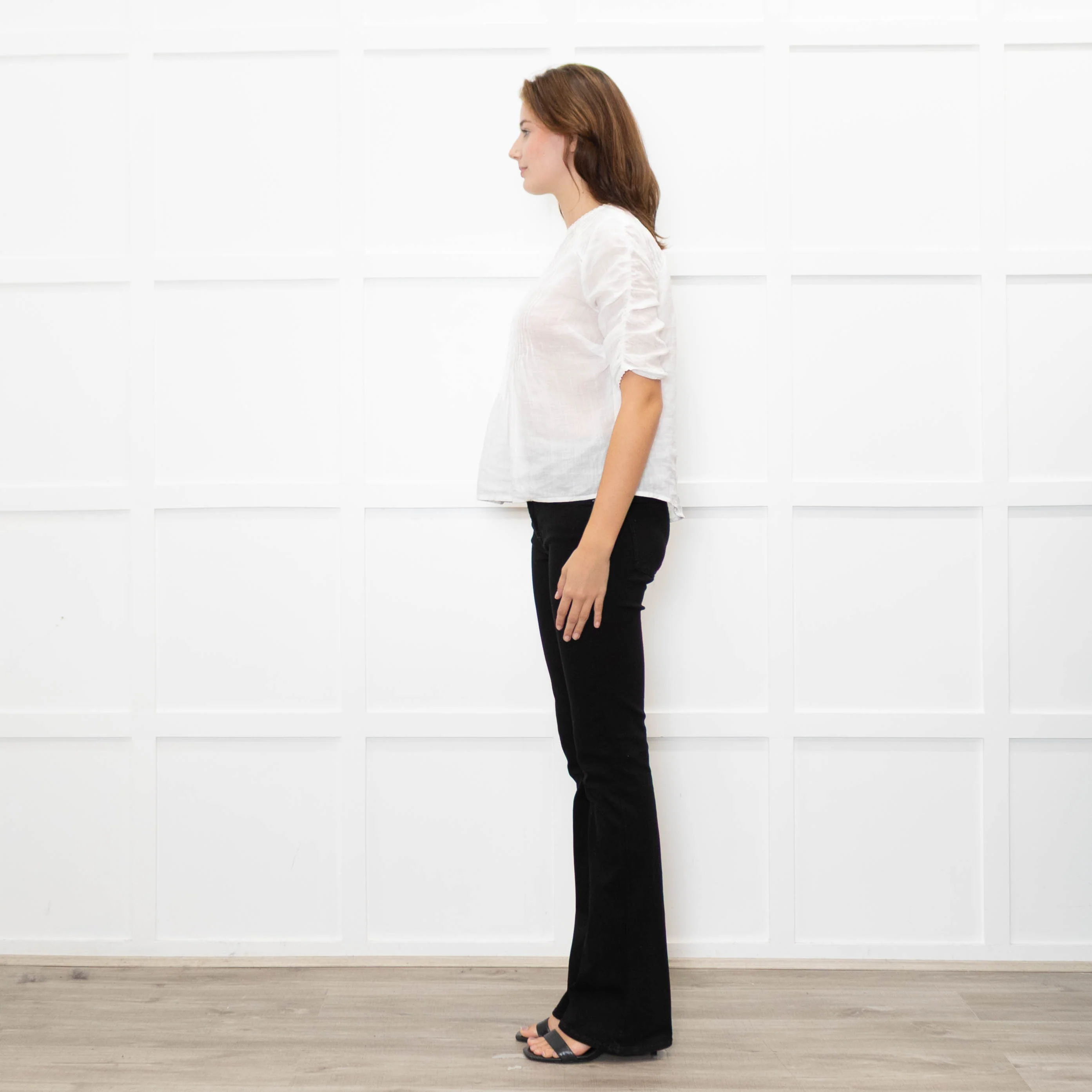 Veronica Beard White Cotton Pintuck Blouse with Gathered Sleeves - Image 4