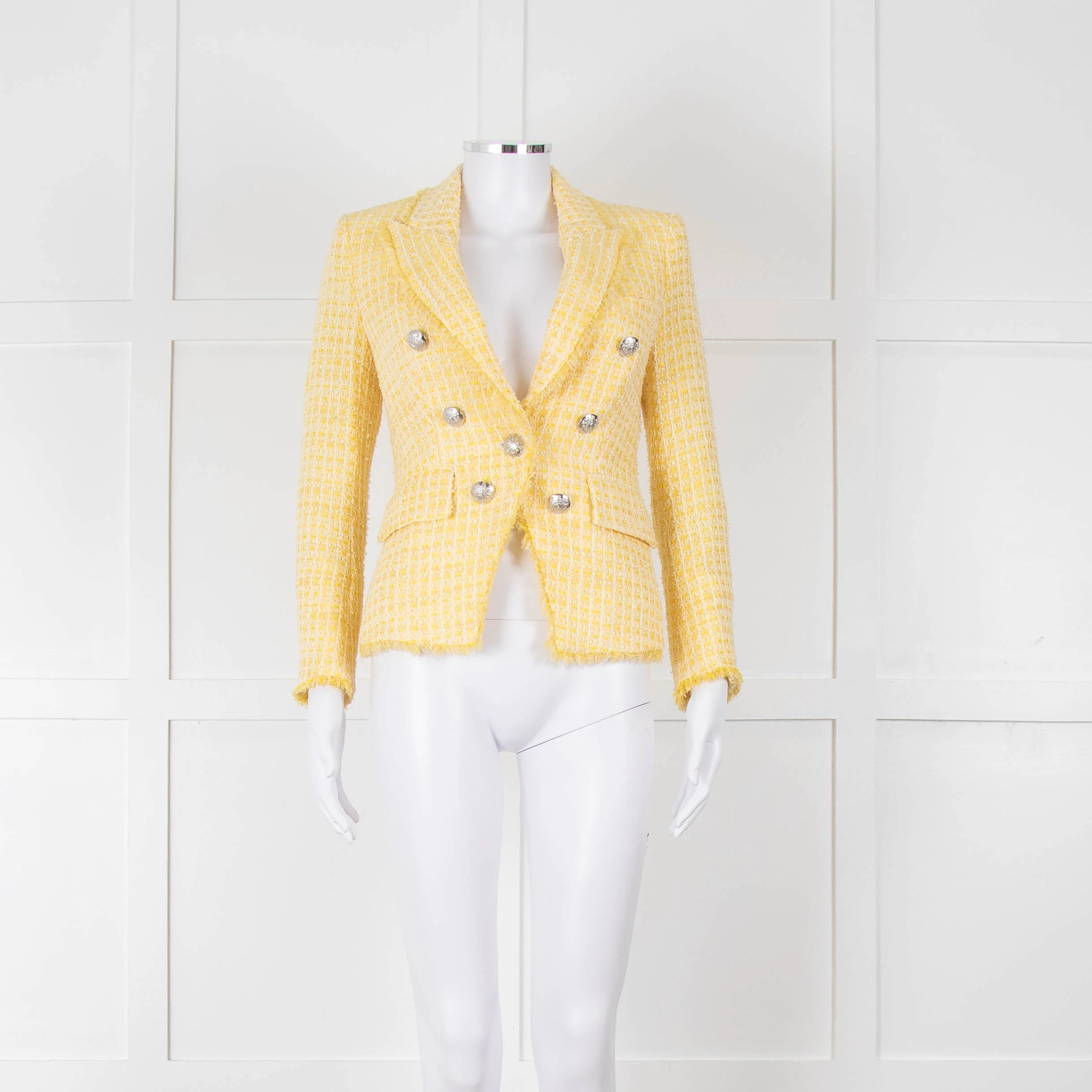 Veronica Beard Yellow White Tweed Blazer Jacket