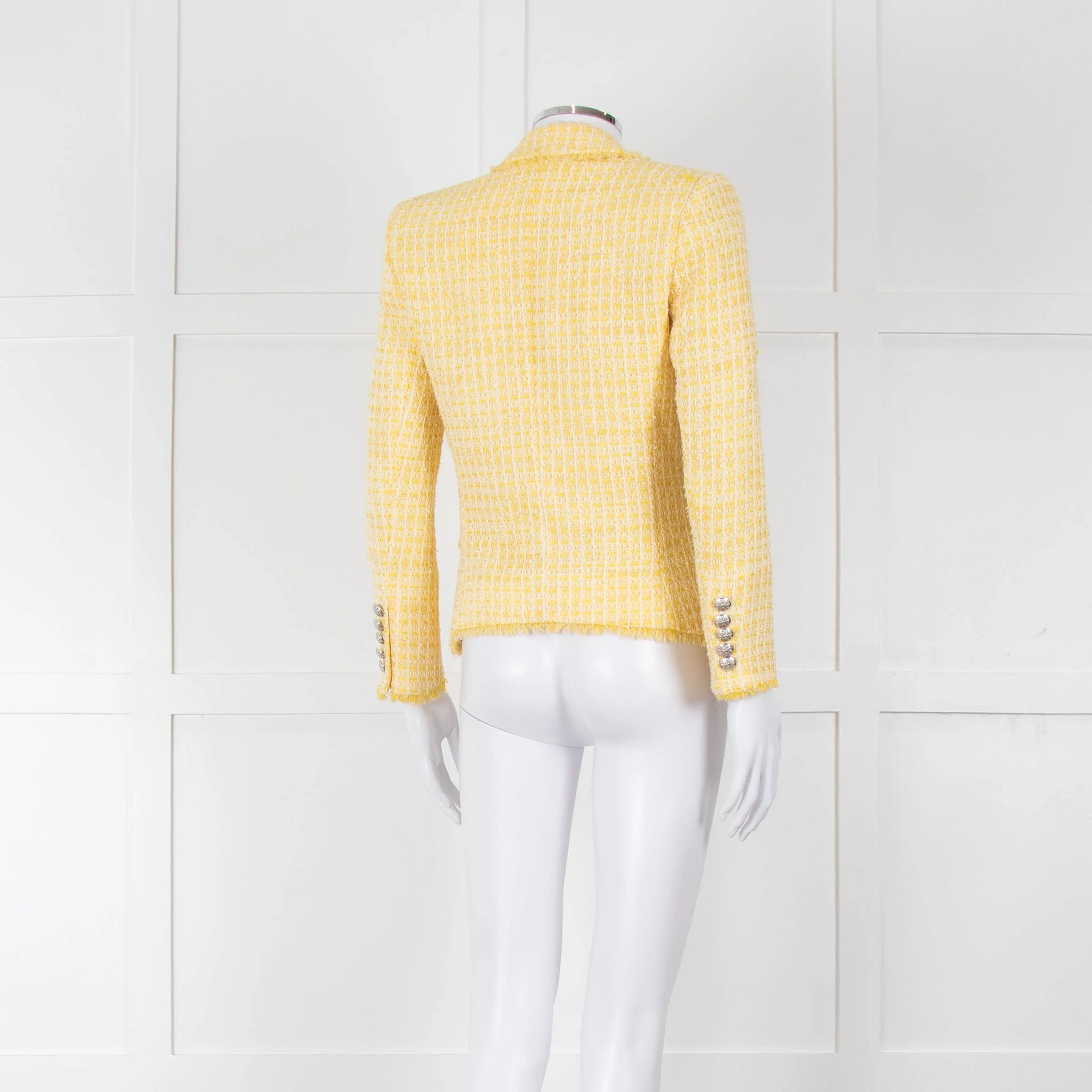 Veronica Beard Yellow White Tweed Blazer Jacket - Image 4