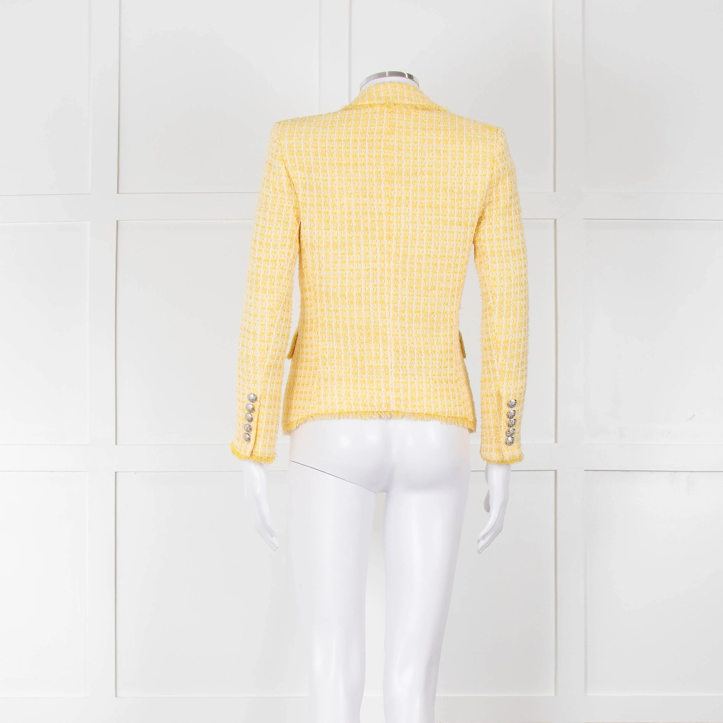 Veronica Beard Yellow White Tweed Blazer Jacket - Image 5