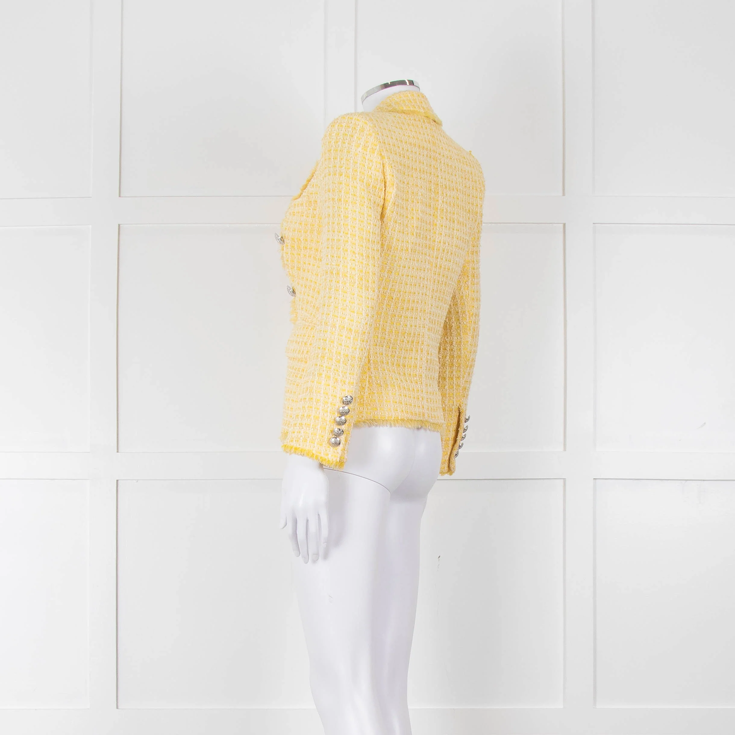Veronica Beard Yellow White Tweed Blazer Jacket - Image 6