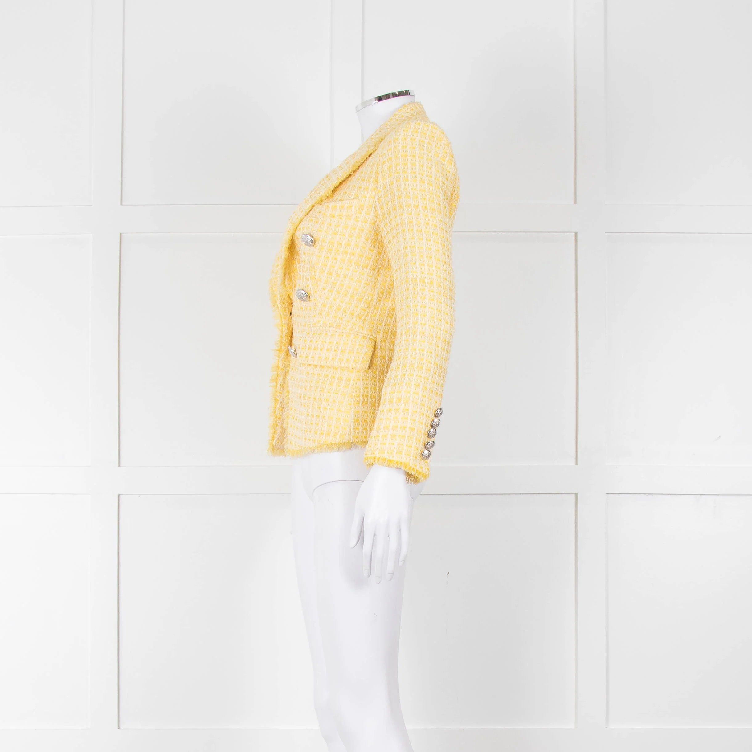 Veronica Beard Yellow White Tweed Blazer Jacket - Image 7