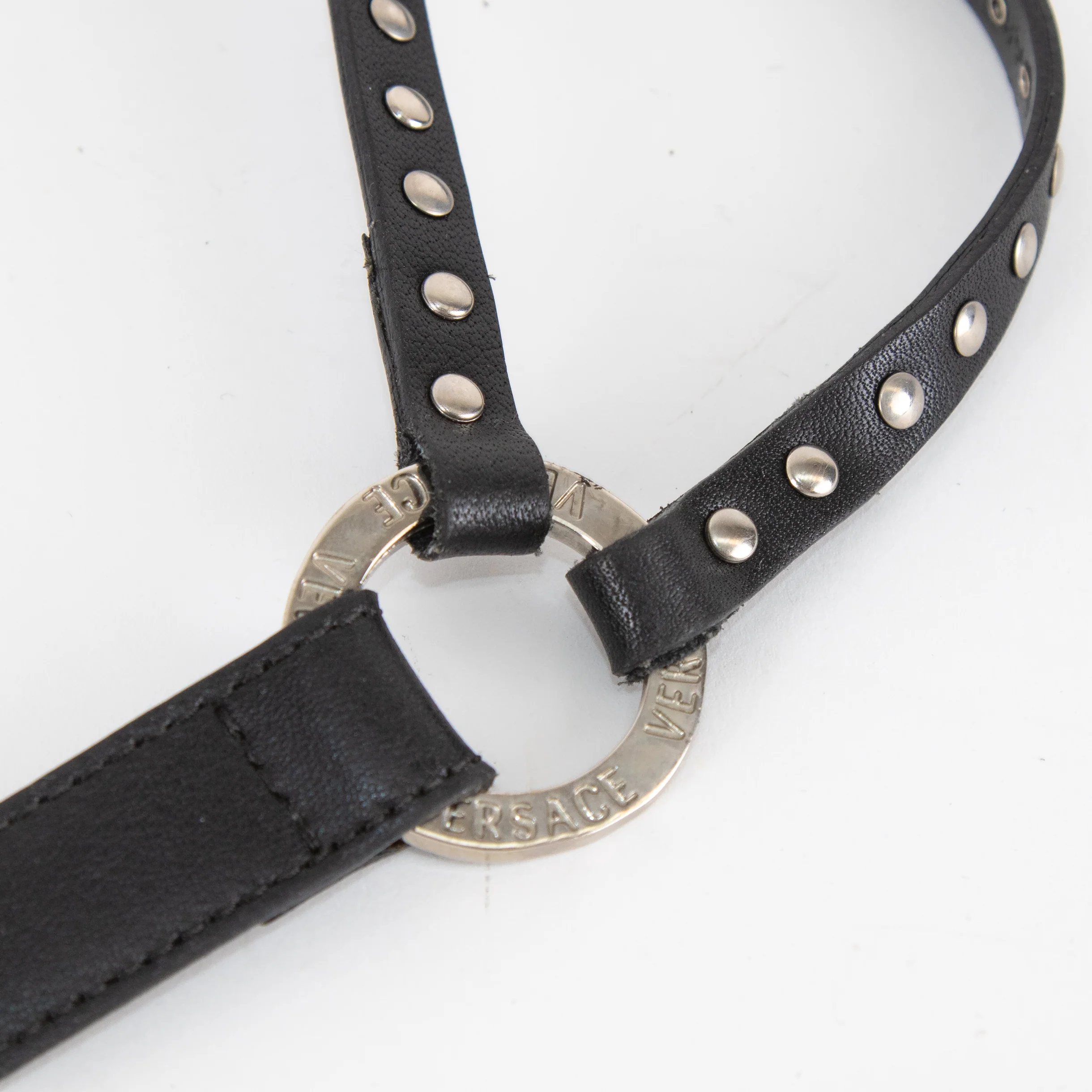 Versace Black And Silver Stud Belt - Image 3