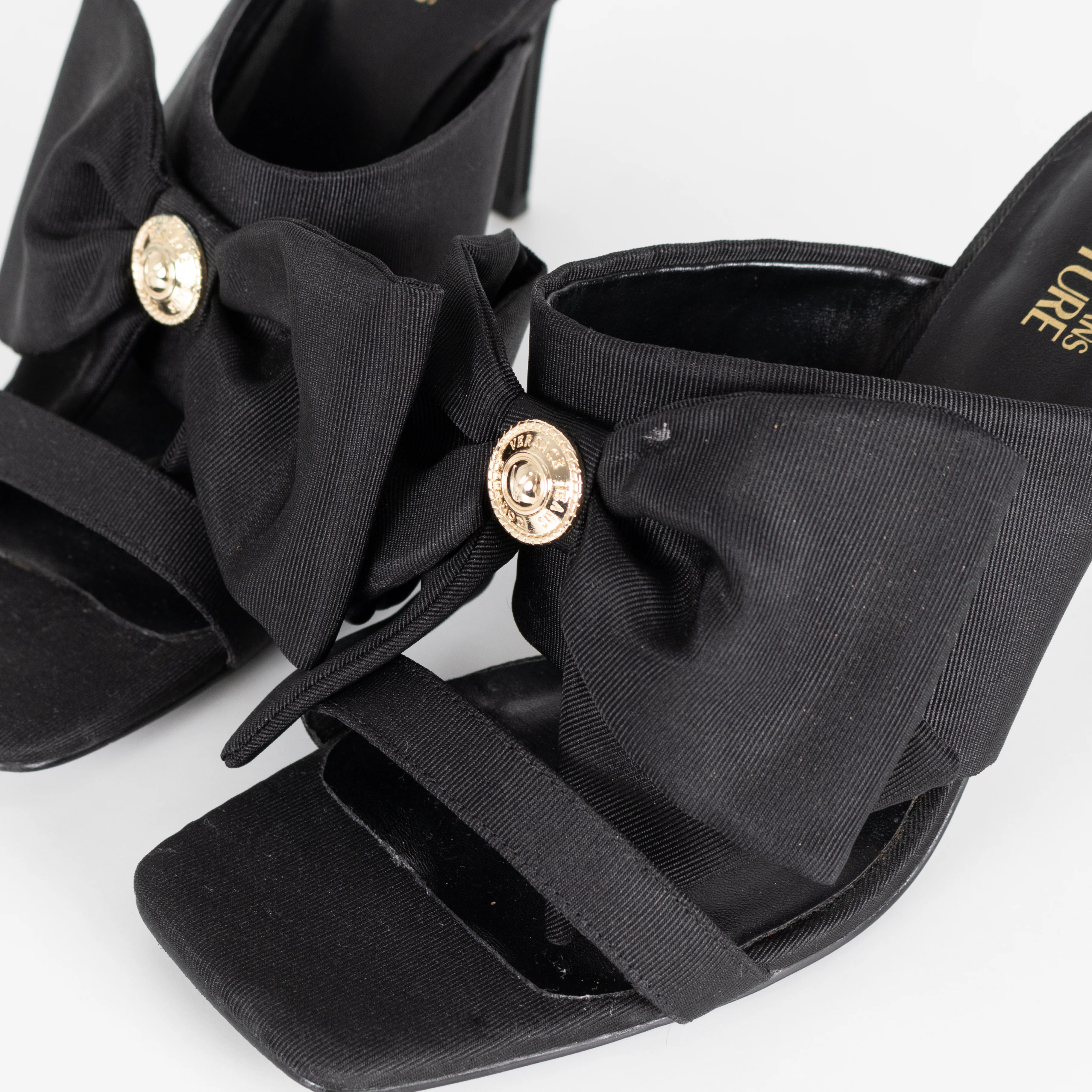 Versace Jeans Couture Black Emily Bow Healed Sandals - Image 10
