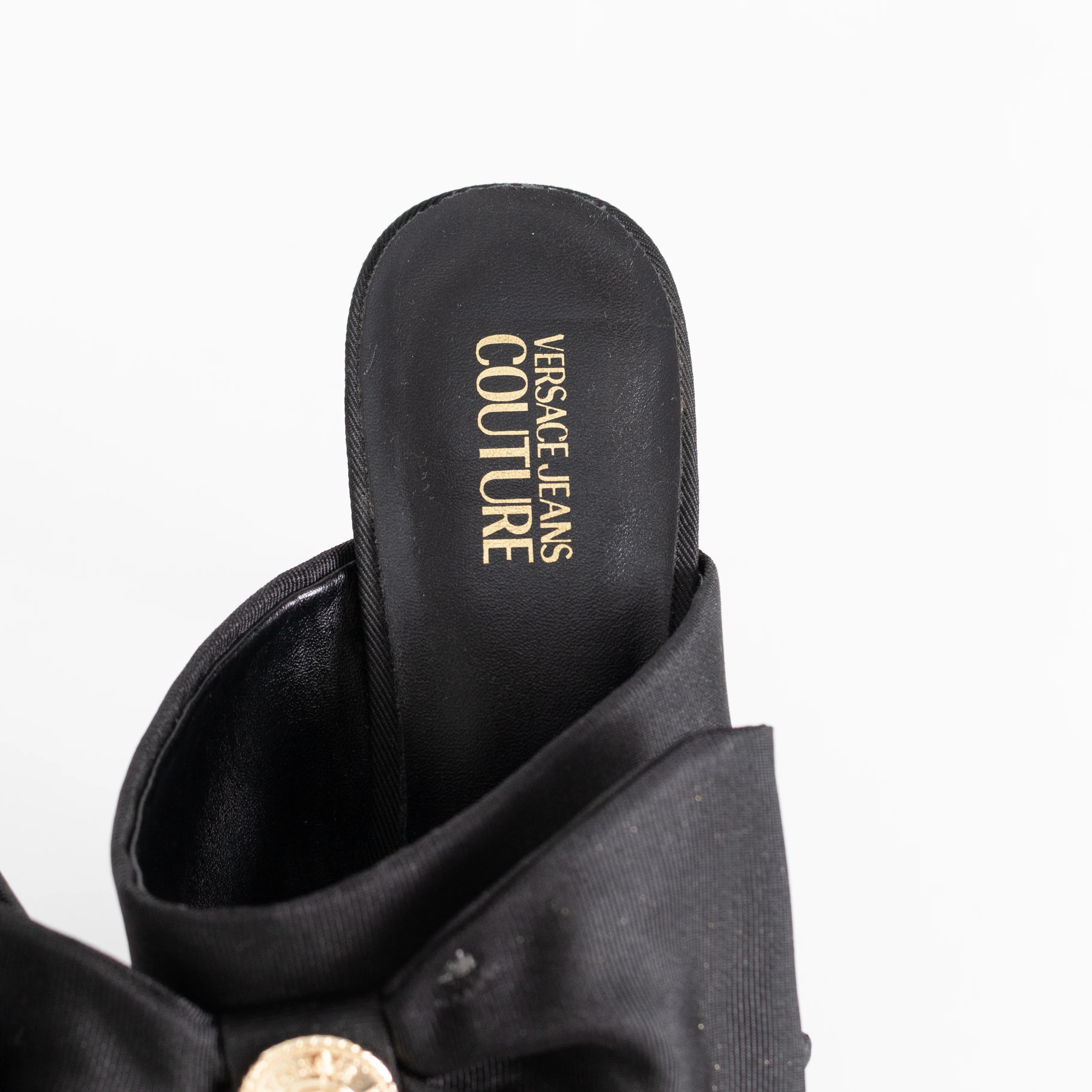 Versace Jeans Couture Black Emily Bow Healed Sandals - Image 11