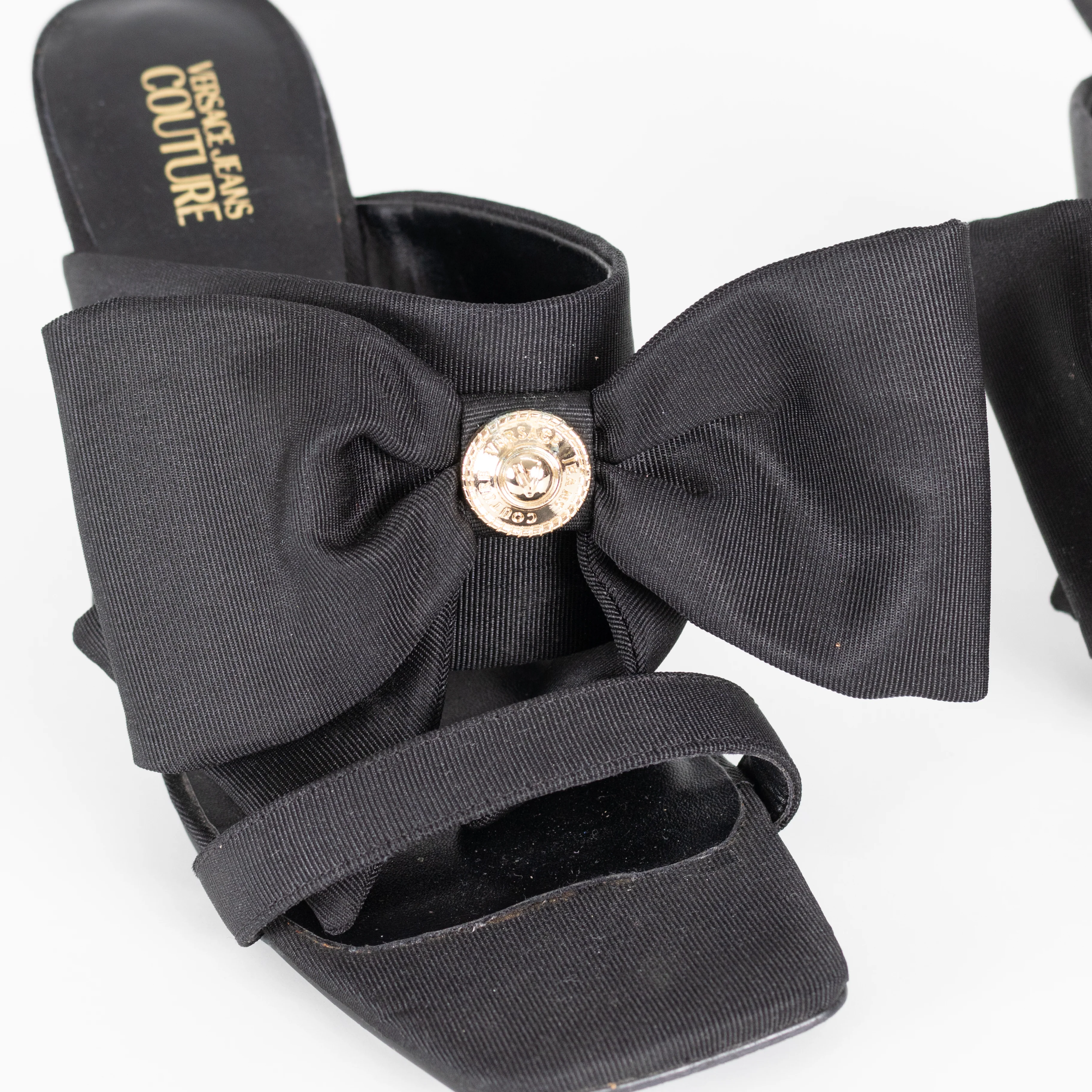 Versace Jeans Couture Black Emily Bow Healed Sandals - Image 12