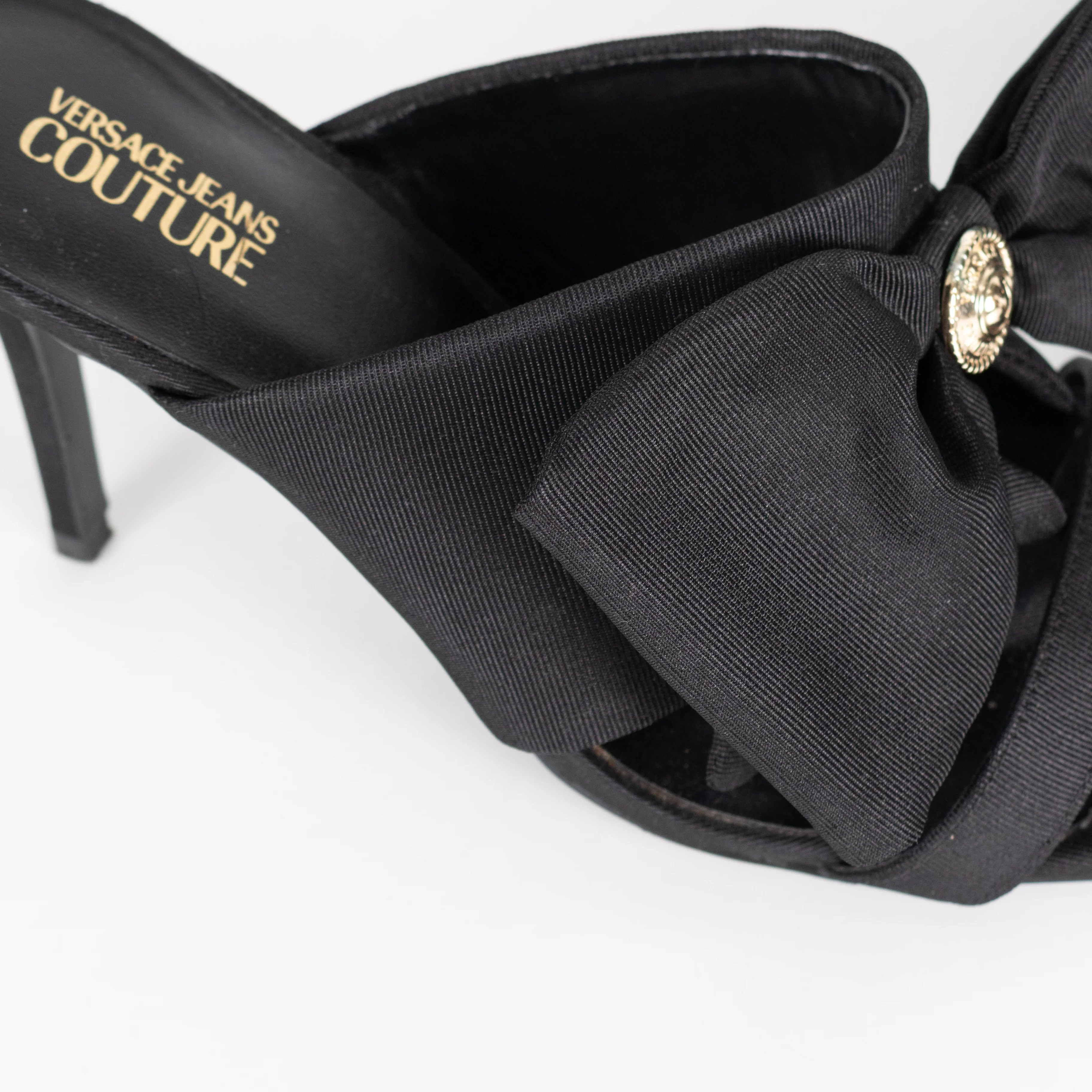 Versace Jeans Couture Black Emily Bow Healed Sandals - Image 14