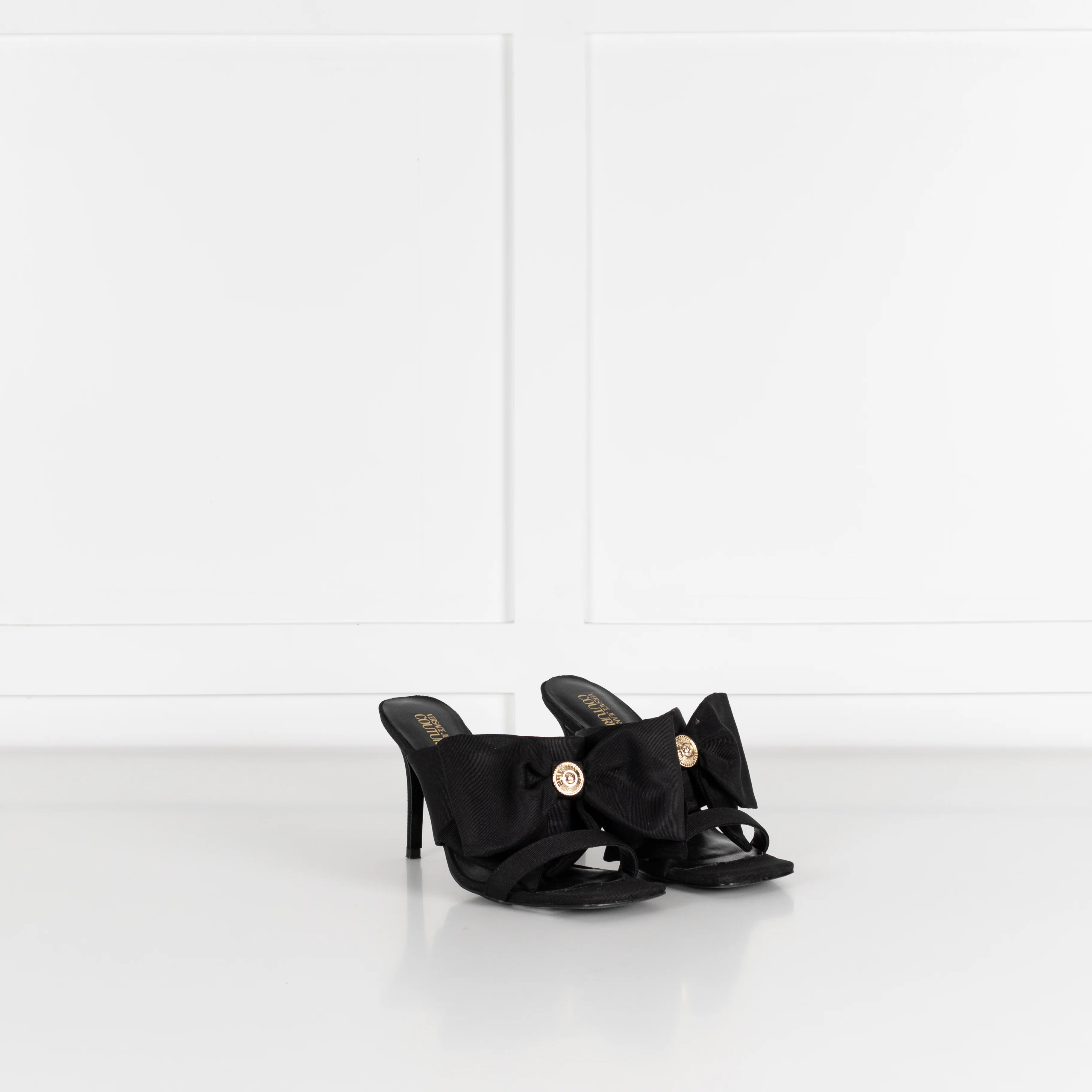 Versace Jeans Couture Black Emily Bow Healed Sandals - Image 6