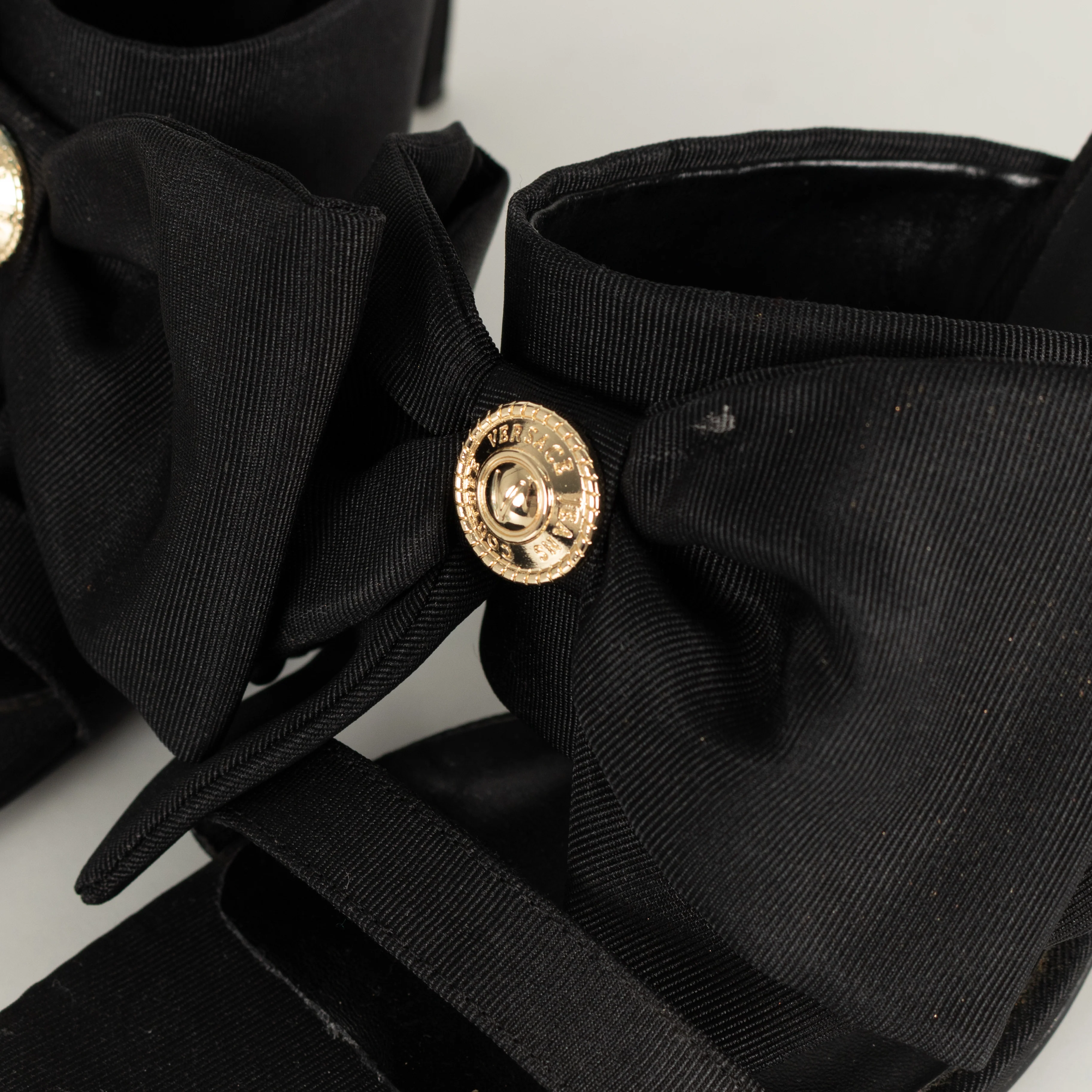 Versace Jeans Couture Black Emily Bow Healed Sandals - Image 9