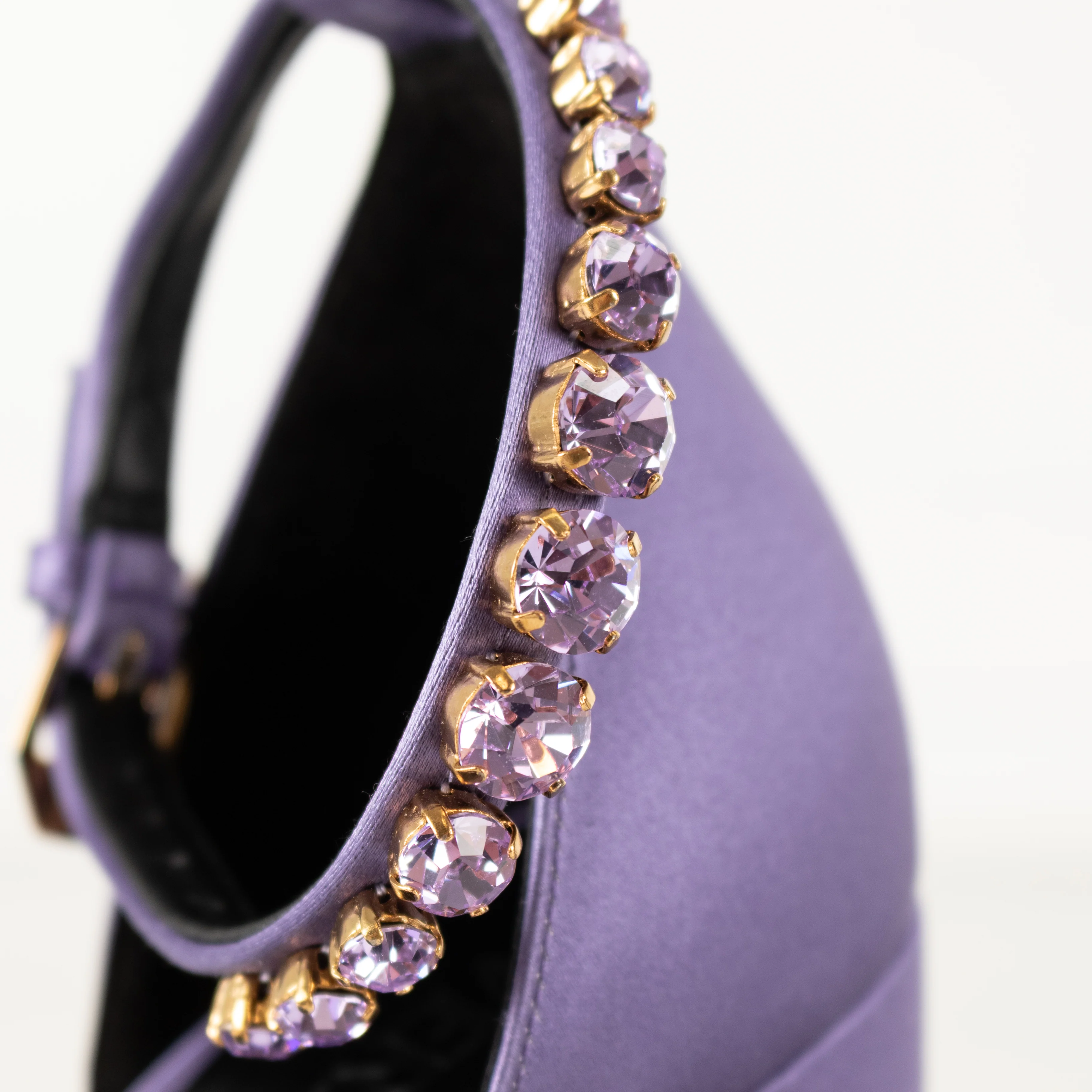 Versace Medusa Aevitas Purple Satin Platform Pumps With Diamente Ankle Strap - Image 13