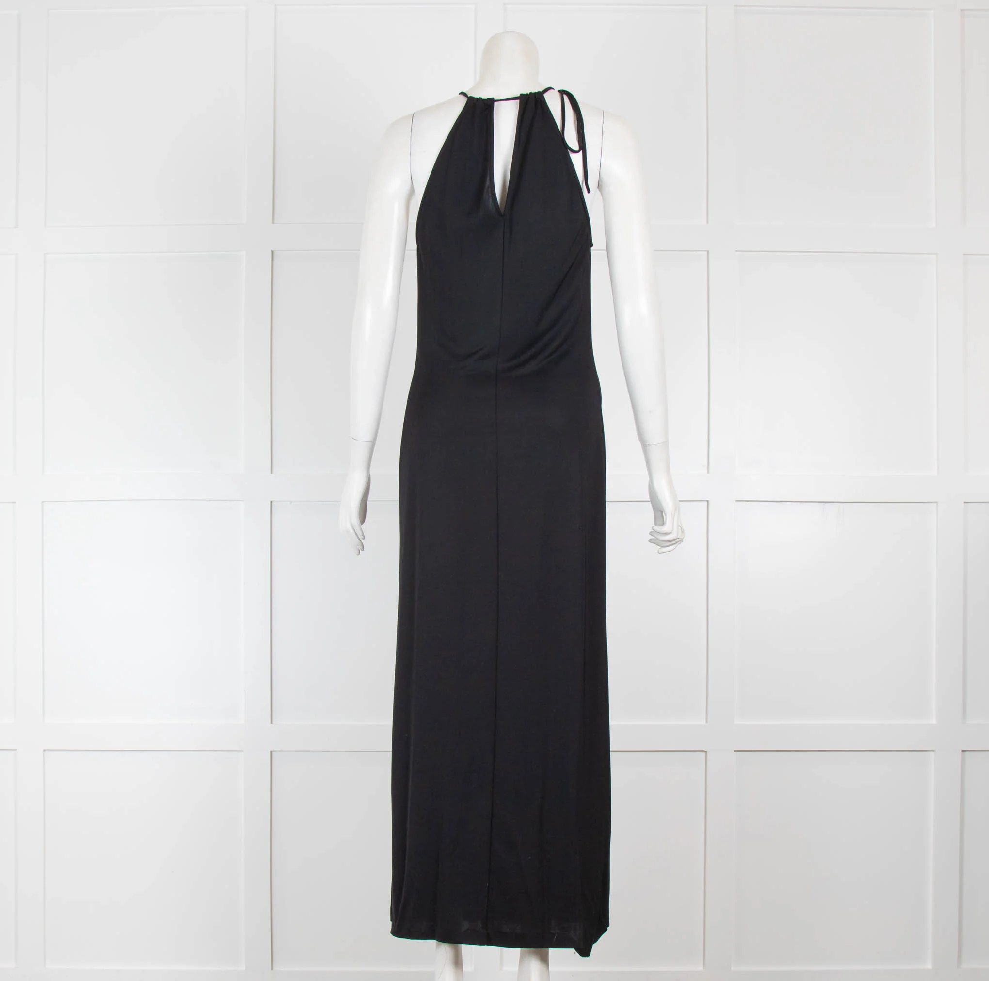 Victor Victoria Black Maxi Dress with Drawstring Neckline - Image 3