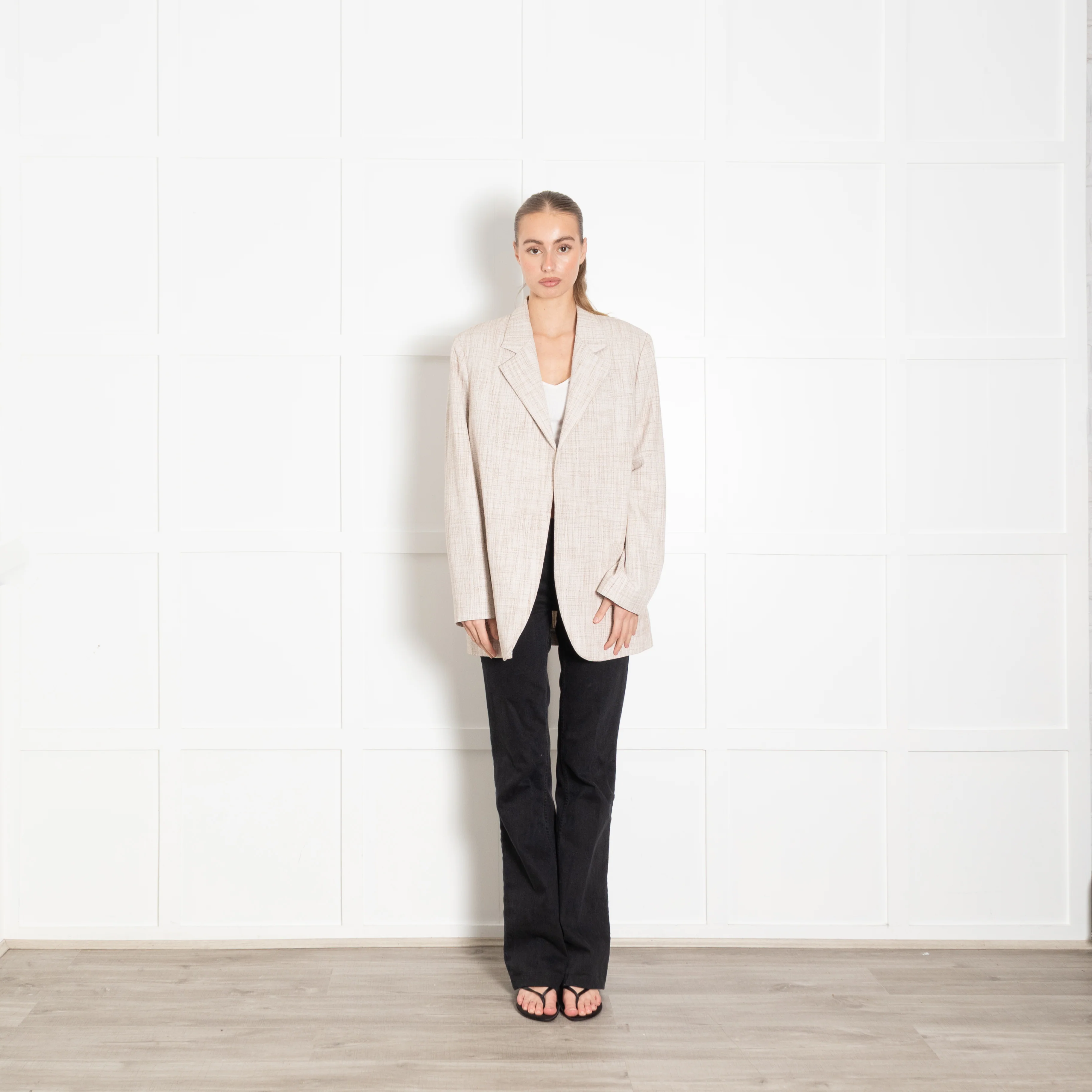 Victoria Beckham Beige & Cream Check Pattern Jacket