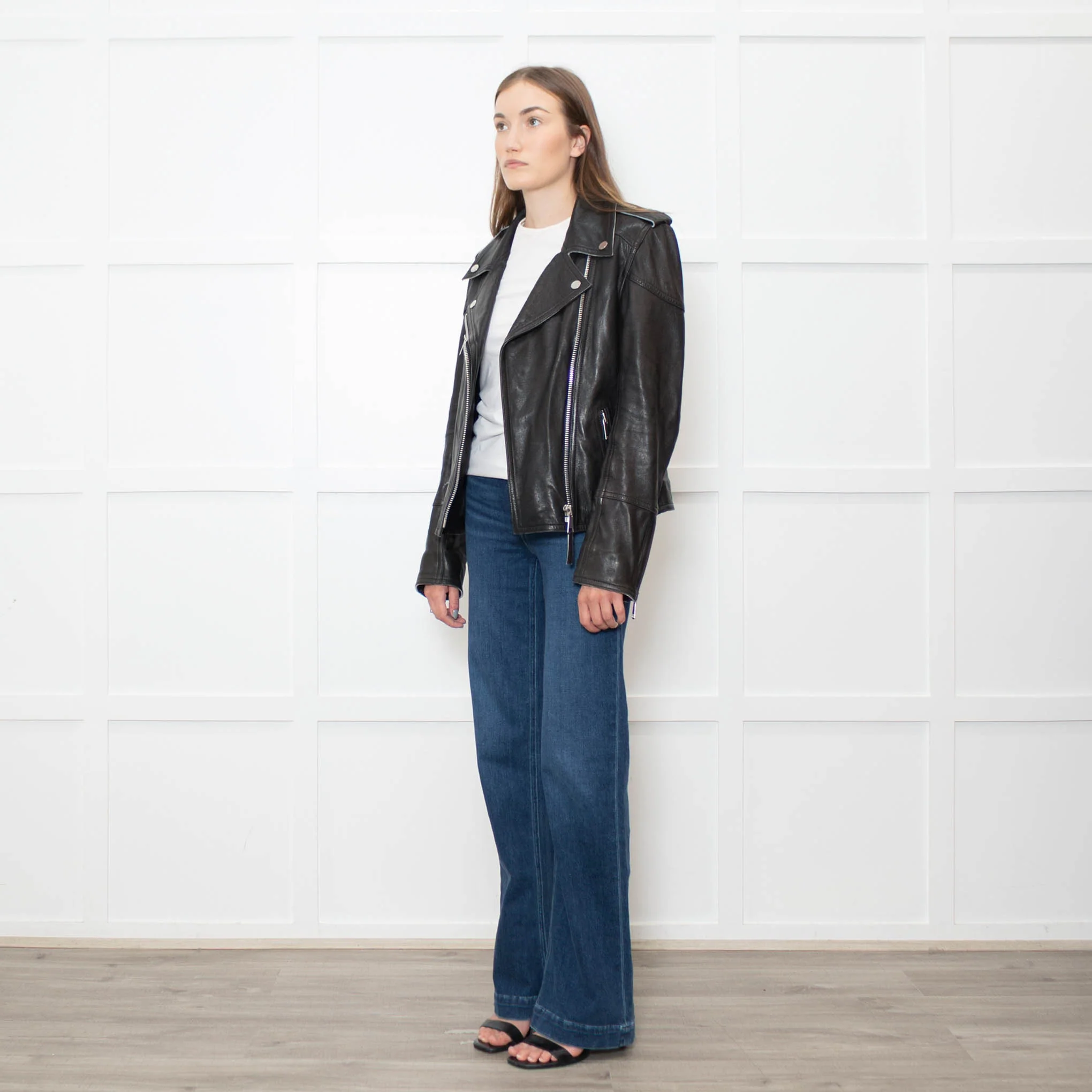 Victoria Beckham Black Lamb Skin Biker Jacket - Image 3