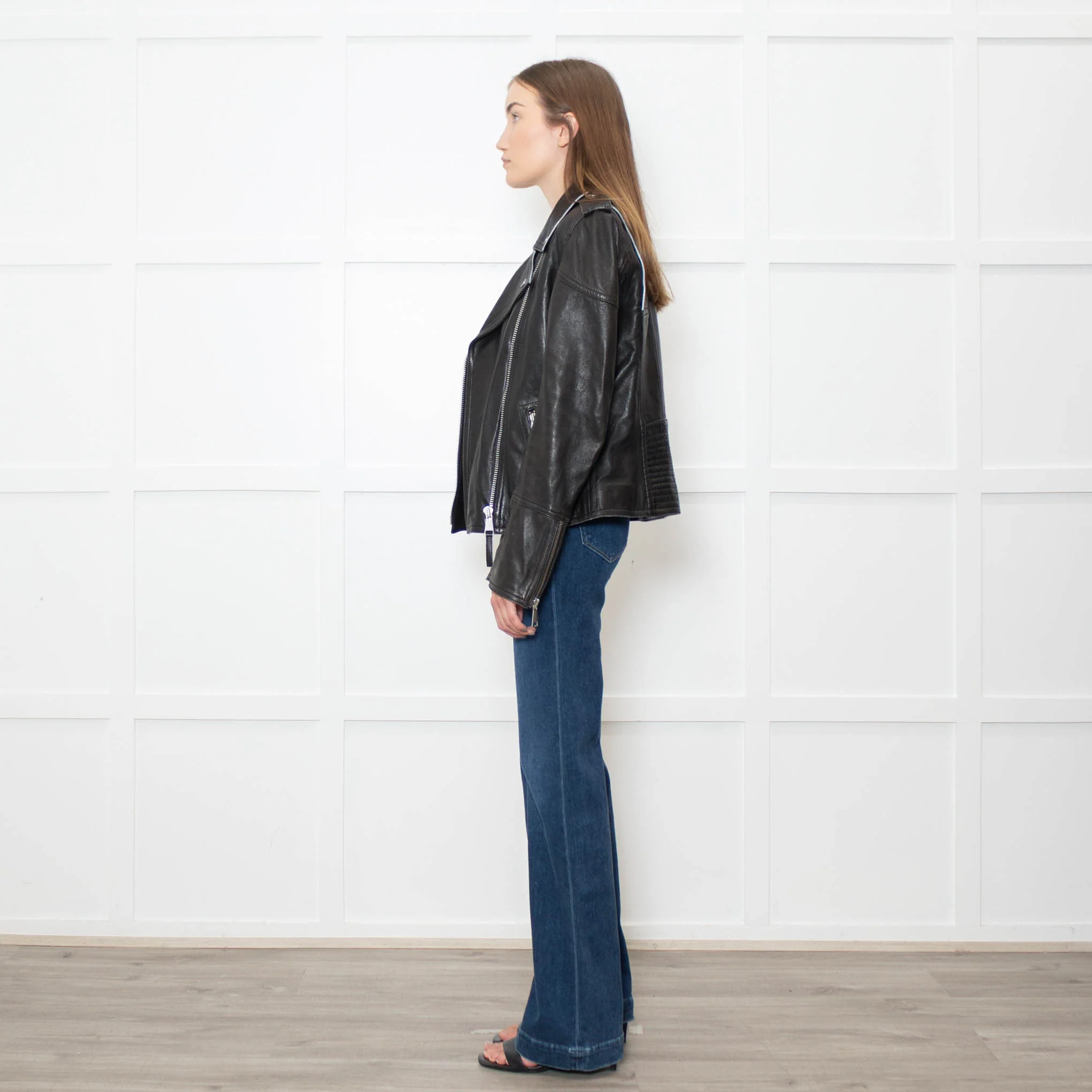 Victoria Beckham Black Lamb Skin Biker Jacket - Image 4