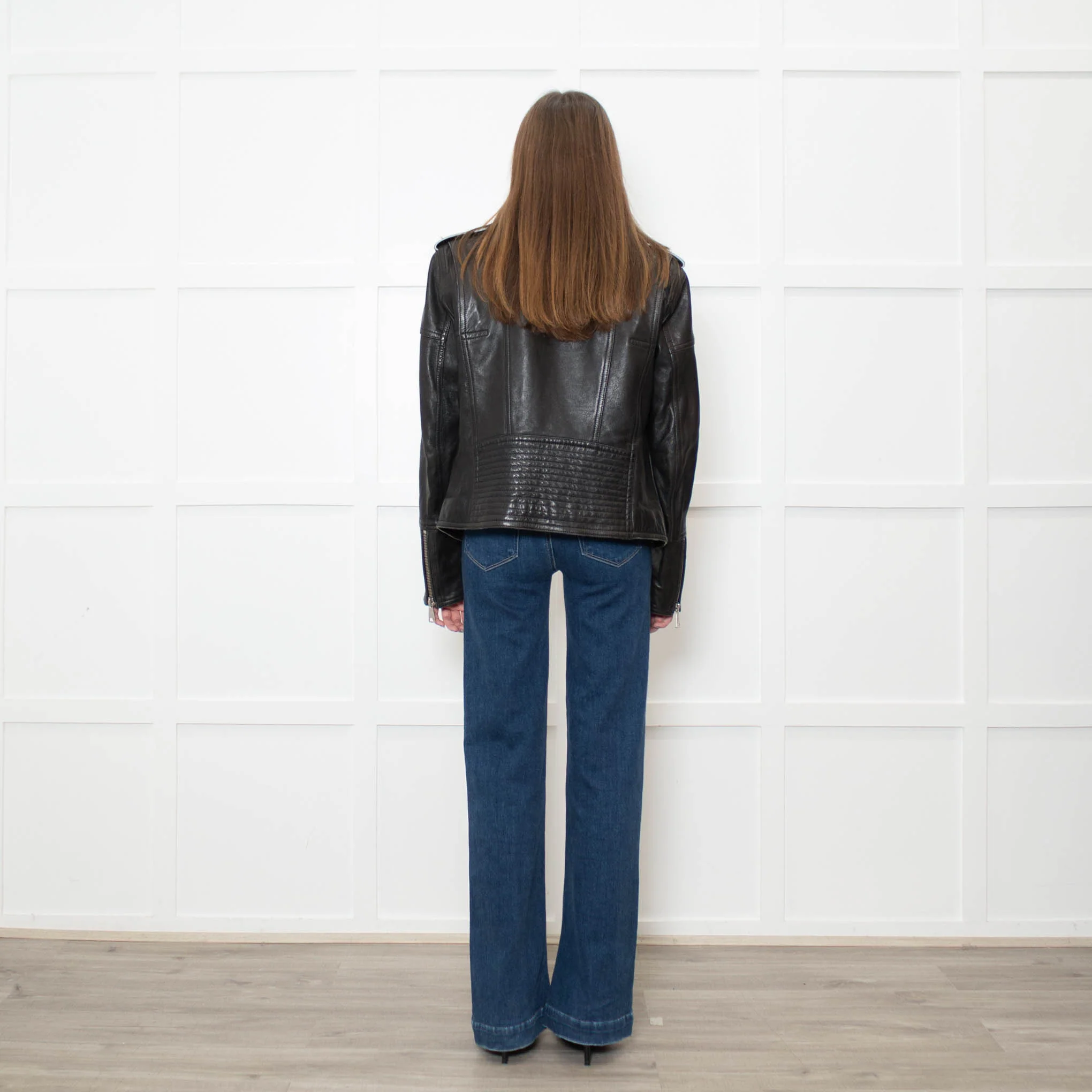 Victoria Beckham Black Lamb Skin Biker Jacket - Image 5